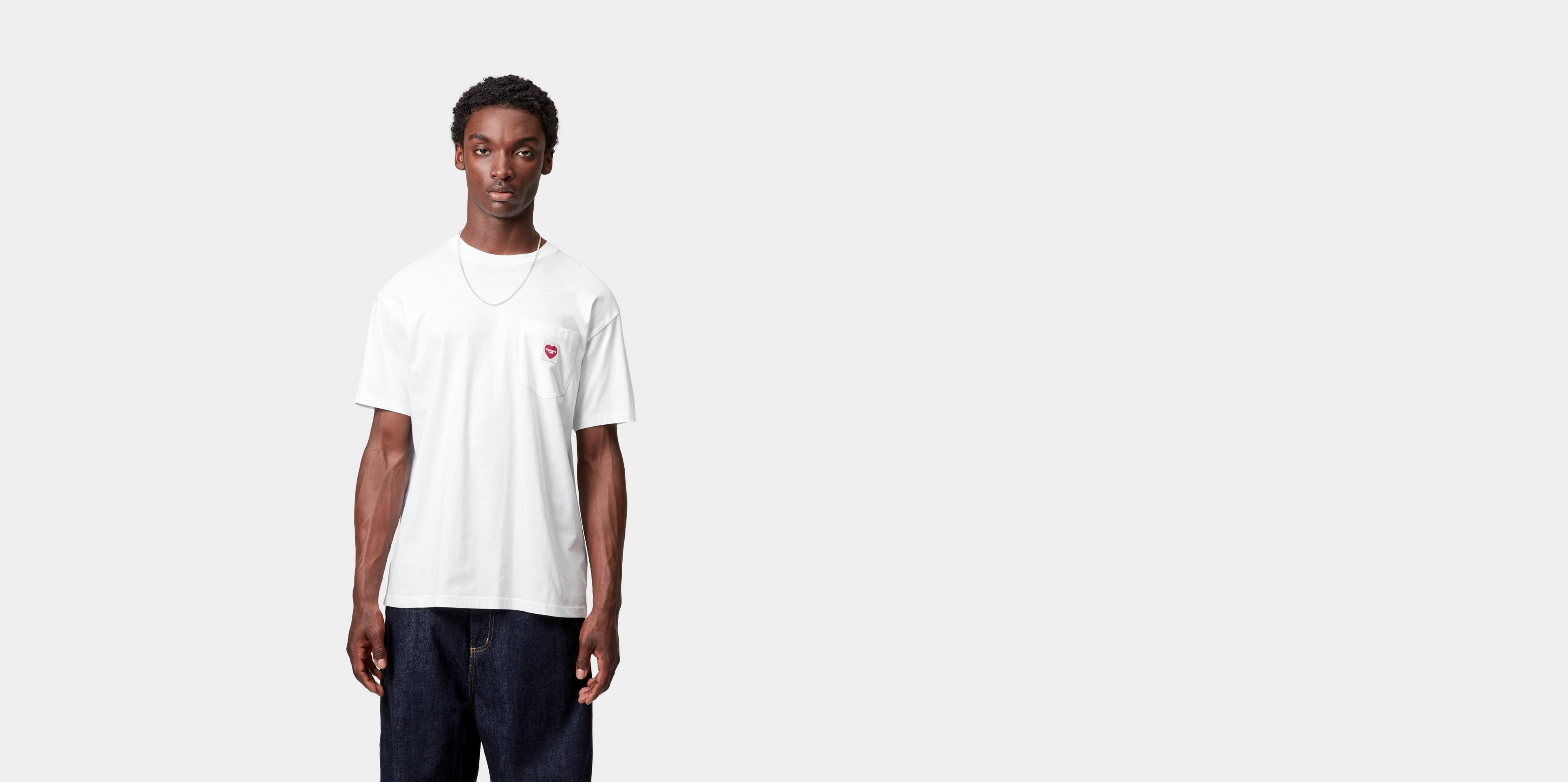 ★ドイツ発*carhartt WIP*新作*Pocket Heart Tシャツ/R-WHITE★ Carhartt WIP S/S Pocket Heart T-Shirt, White / Red