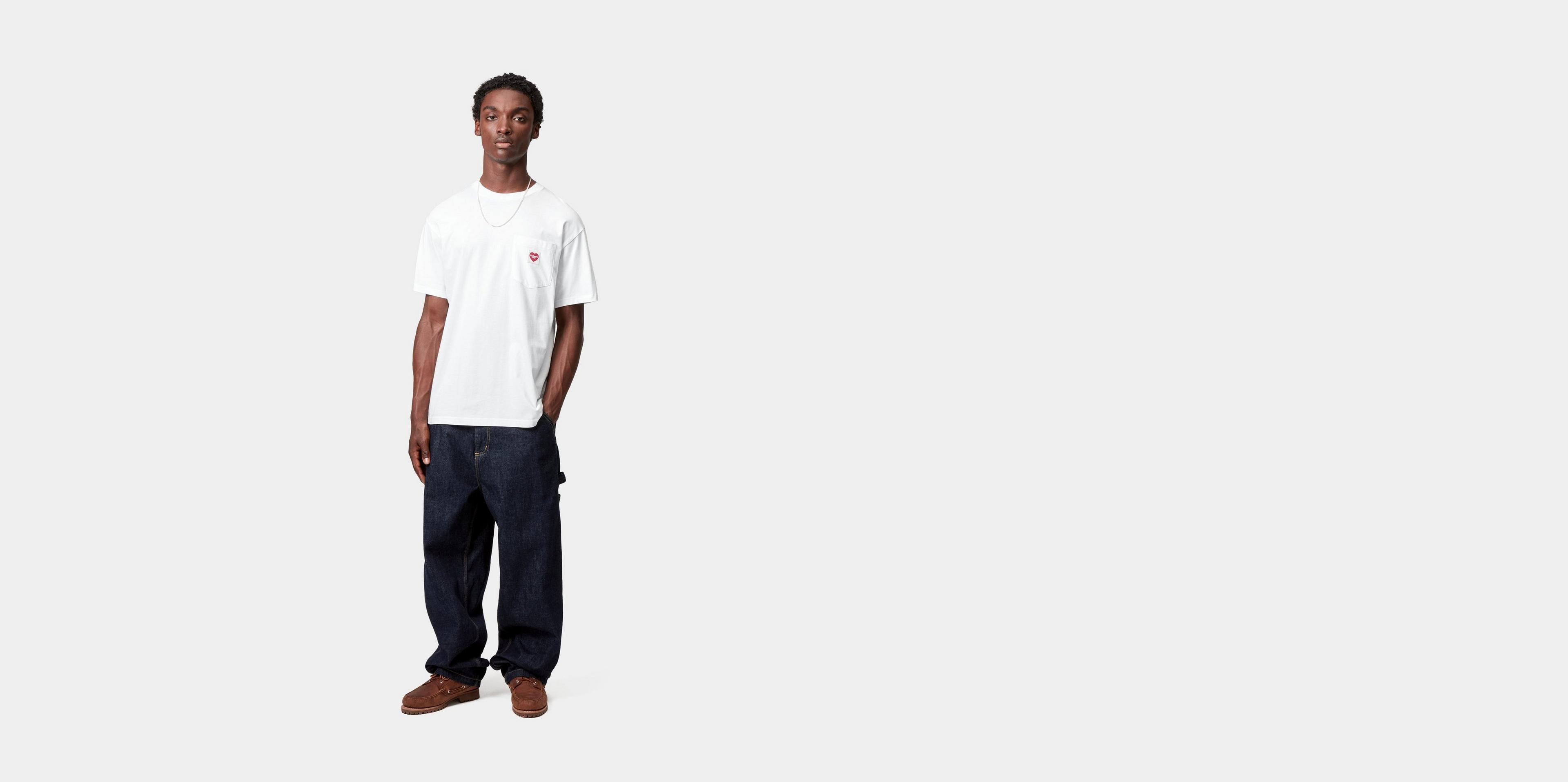 Carhartt WIP S/S Pocket Heart T-Shirt, White / Red