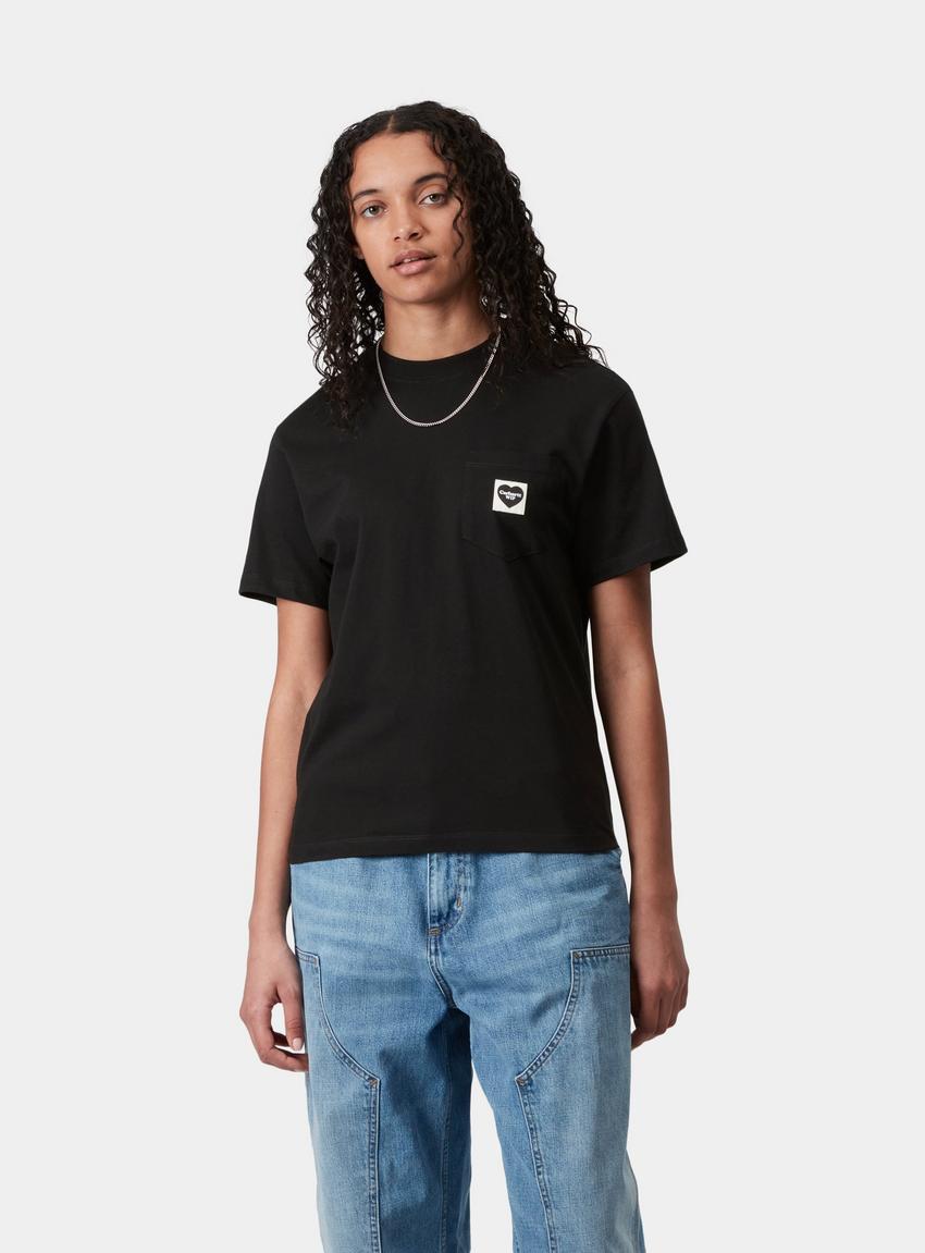 Tシャツ・カットソー Carhartt 'Pocket Heart' T-shirt Carhartt WIP W' S/S Pocket Heart T-Shirt, Black / Black