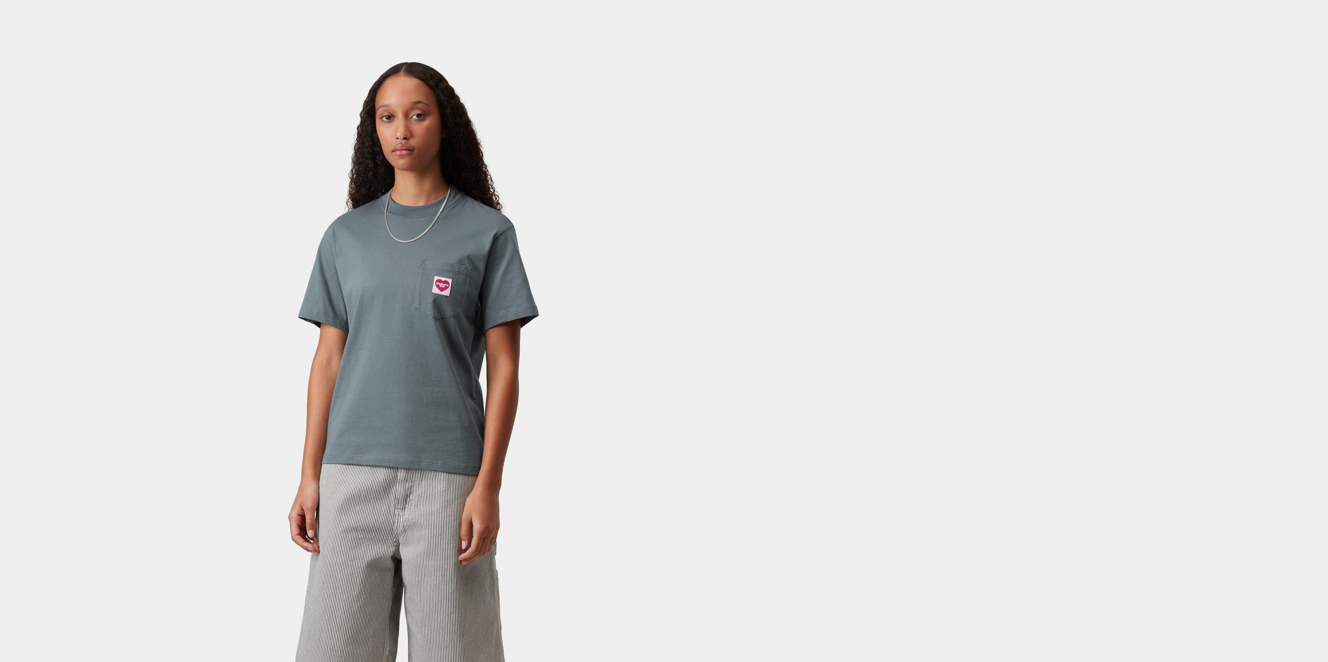 Carhartt WIP W' S/S Pocket Heart T-Shirt Cozy Blue / Red | S | Women