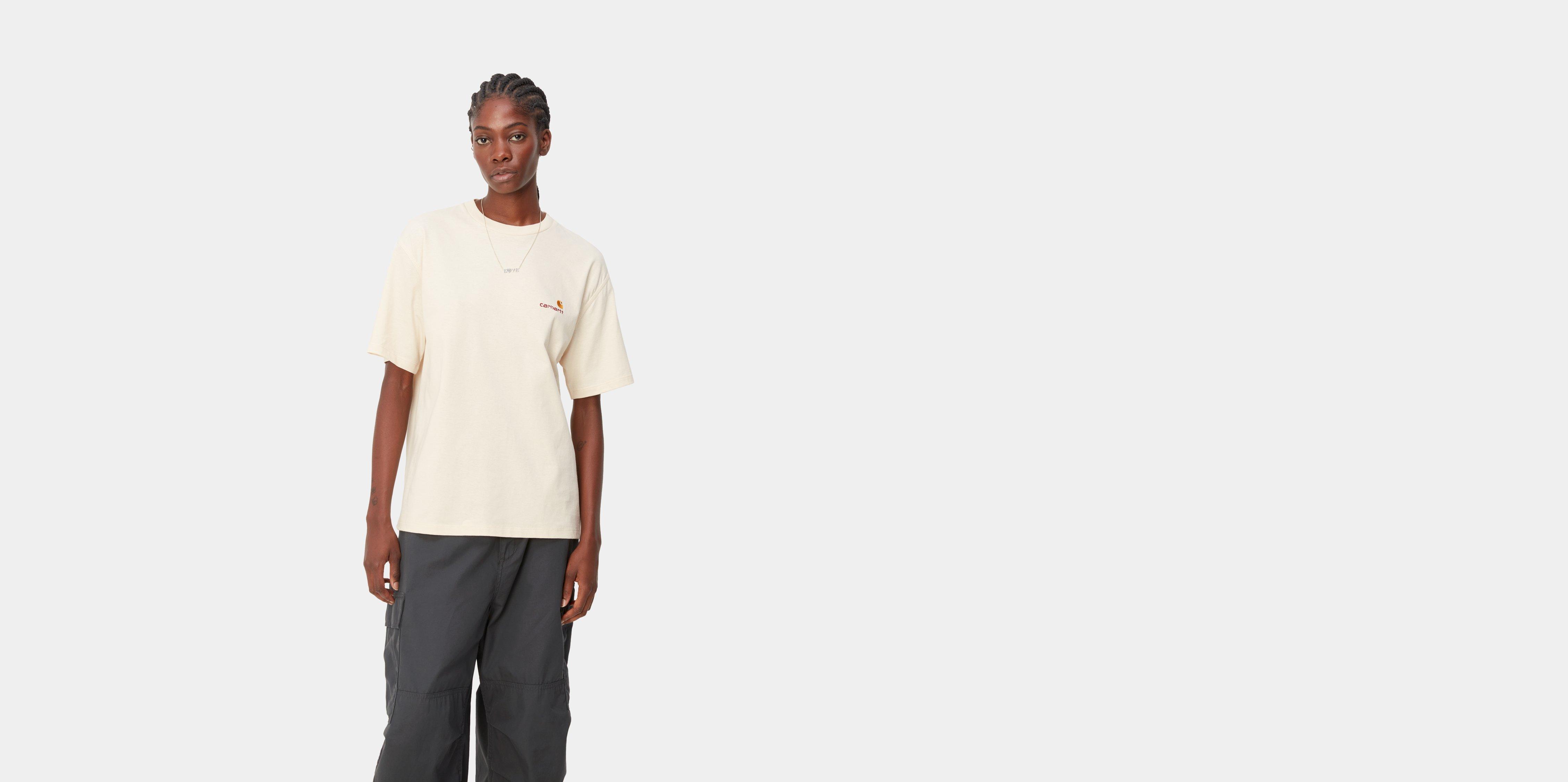 Carhartt WIP Women’s Short Sleeve American Script T-Shirt in Beige