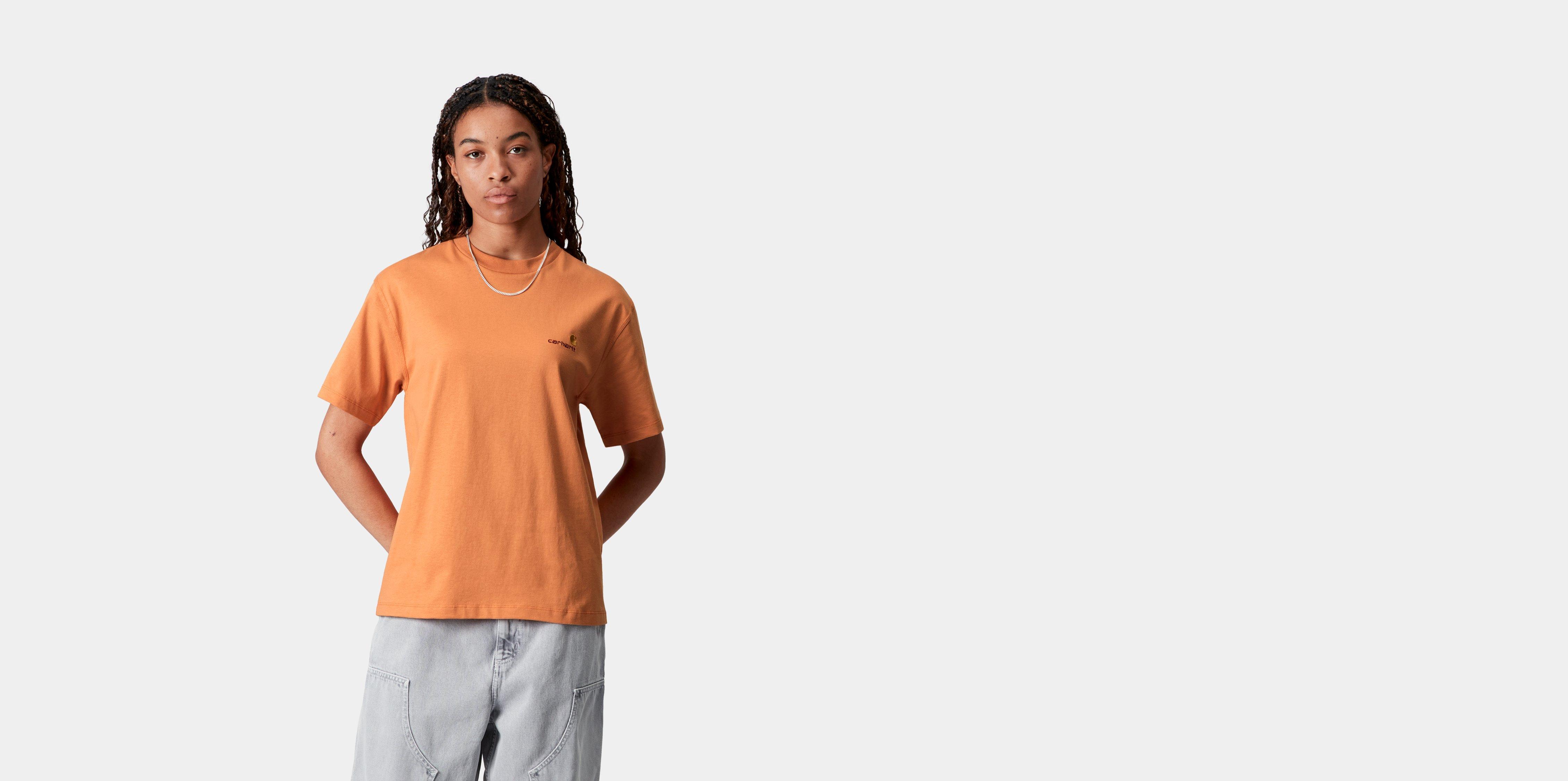 Carhartt WIP Women’s Short Sleeve American Script T-Shirt in Orange