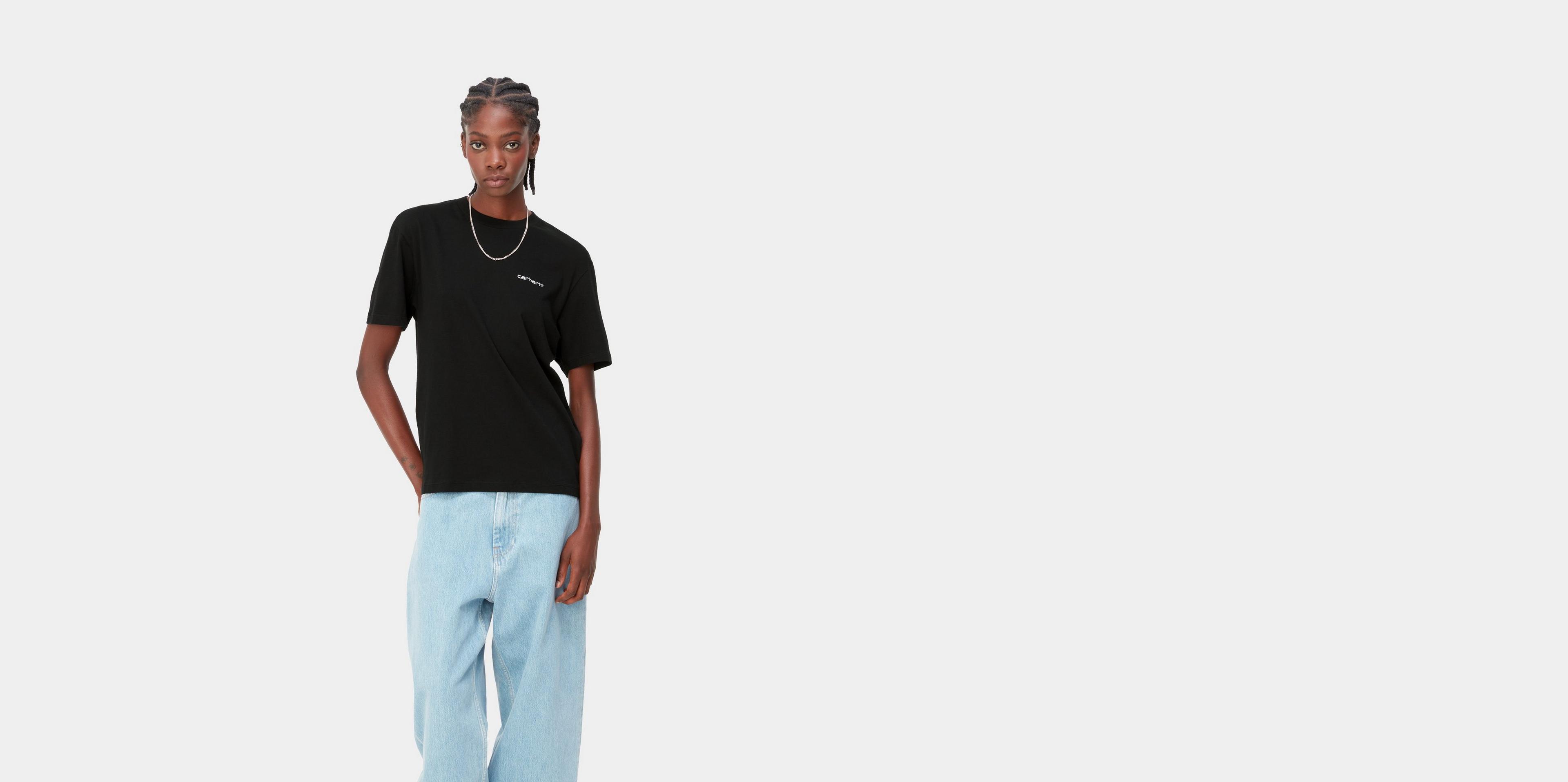 Carhartt WIP W' S/S Script Embroidery T-Shirt, Black / White