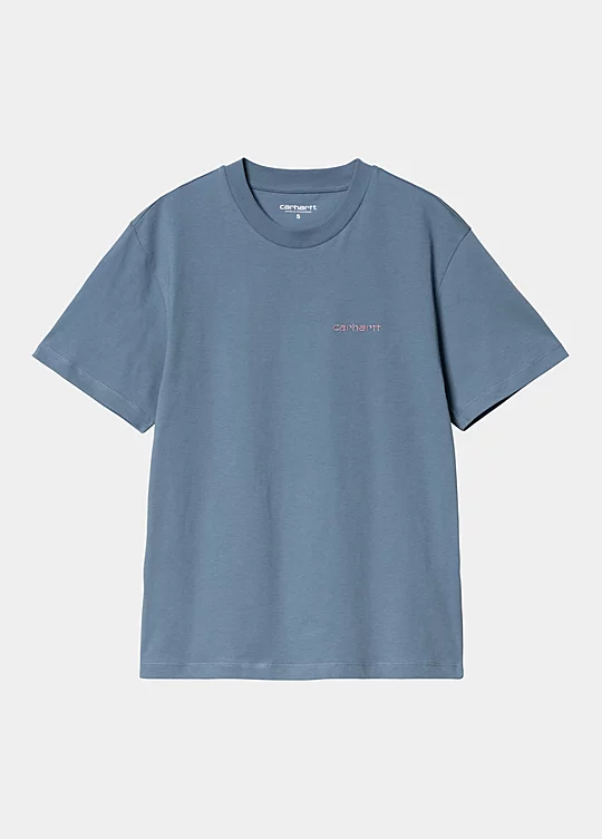 Carhartt WIP Women’s Short Sleeve Script Embroidery T-Shirt Bleu
