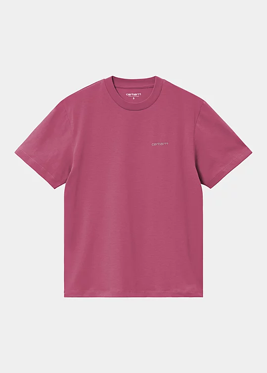 Carhartt WIP Women’s Short Sleeve Script Embroidery T-Shirt in Pink