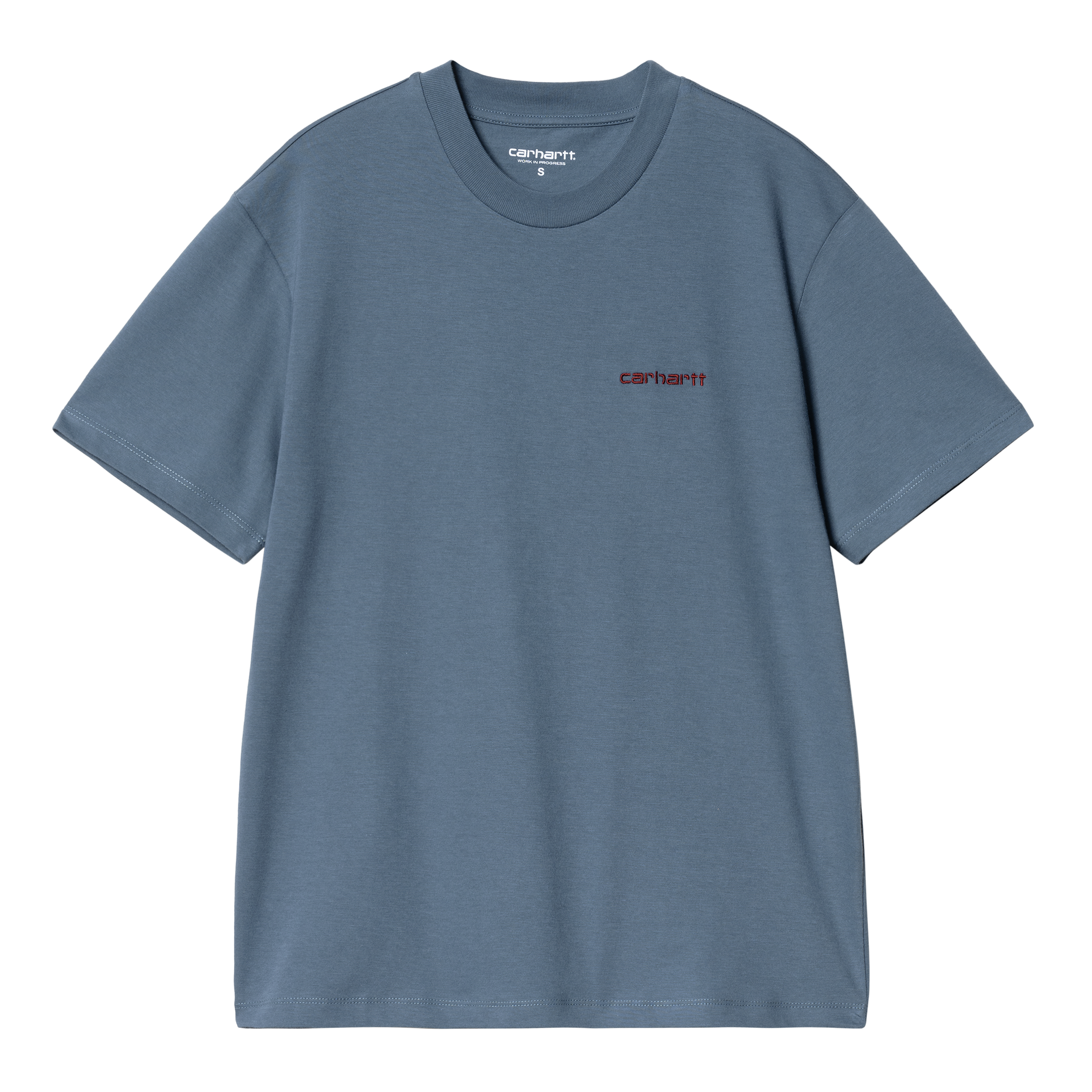 Carhartt WIP Women’s Short Sleeve Script Embroidery T-Shirt in Blu
