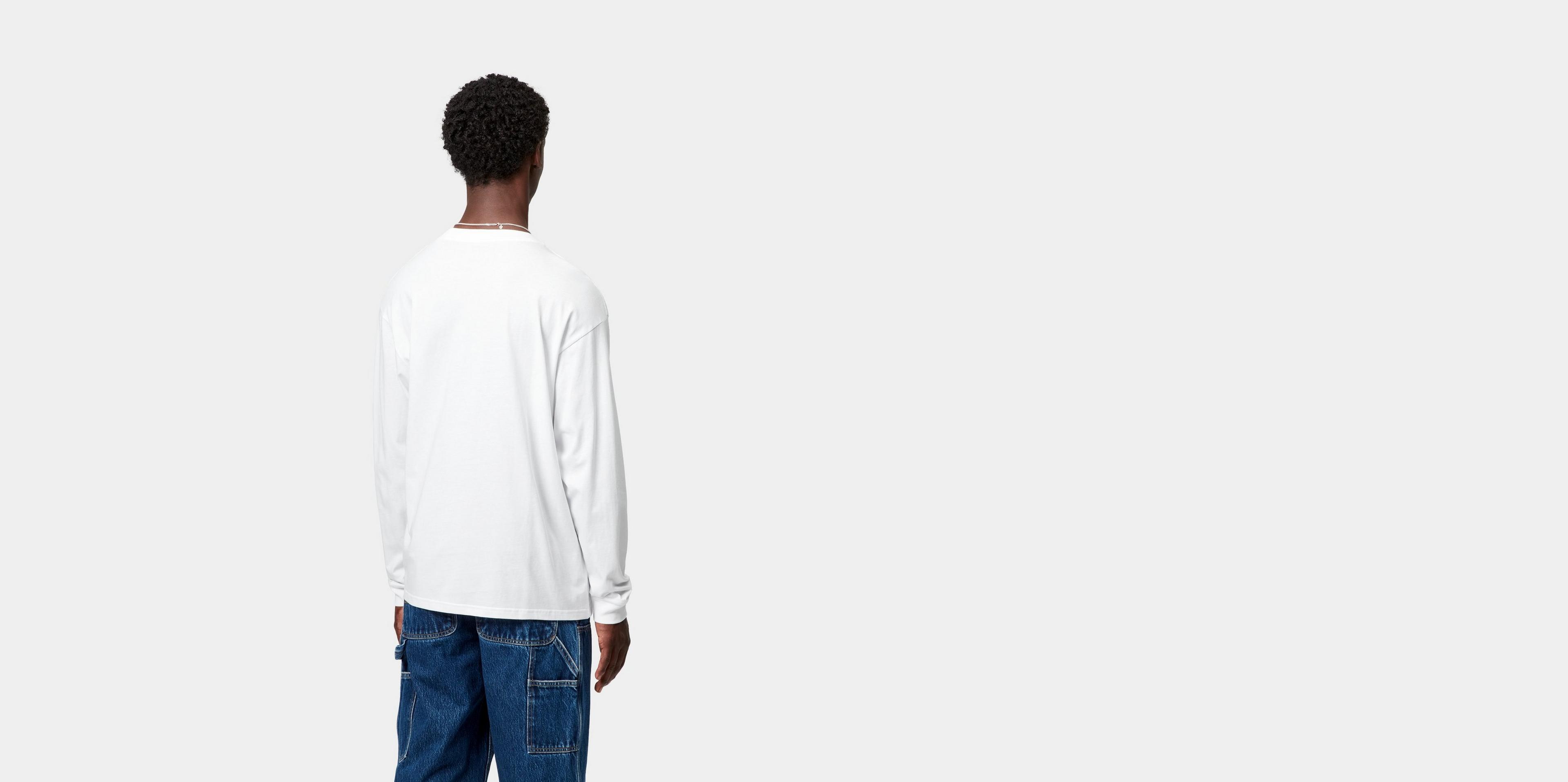 ★【CARHARTT WIP】★L/S SCRIPT LEFT T-SHIR.T★Tシャツ★ Carhartt WIP L/S Script Embroidery T-Shirt, White / Black