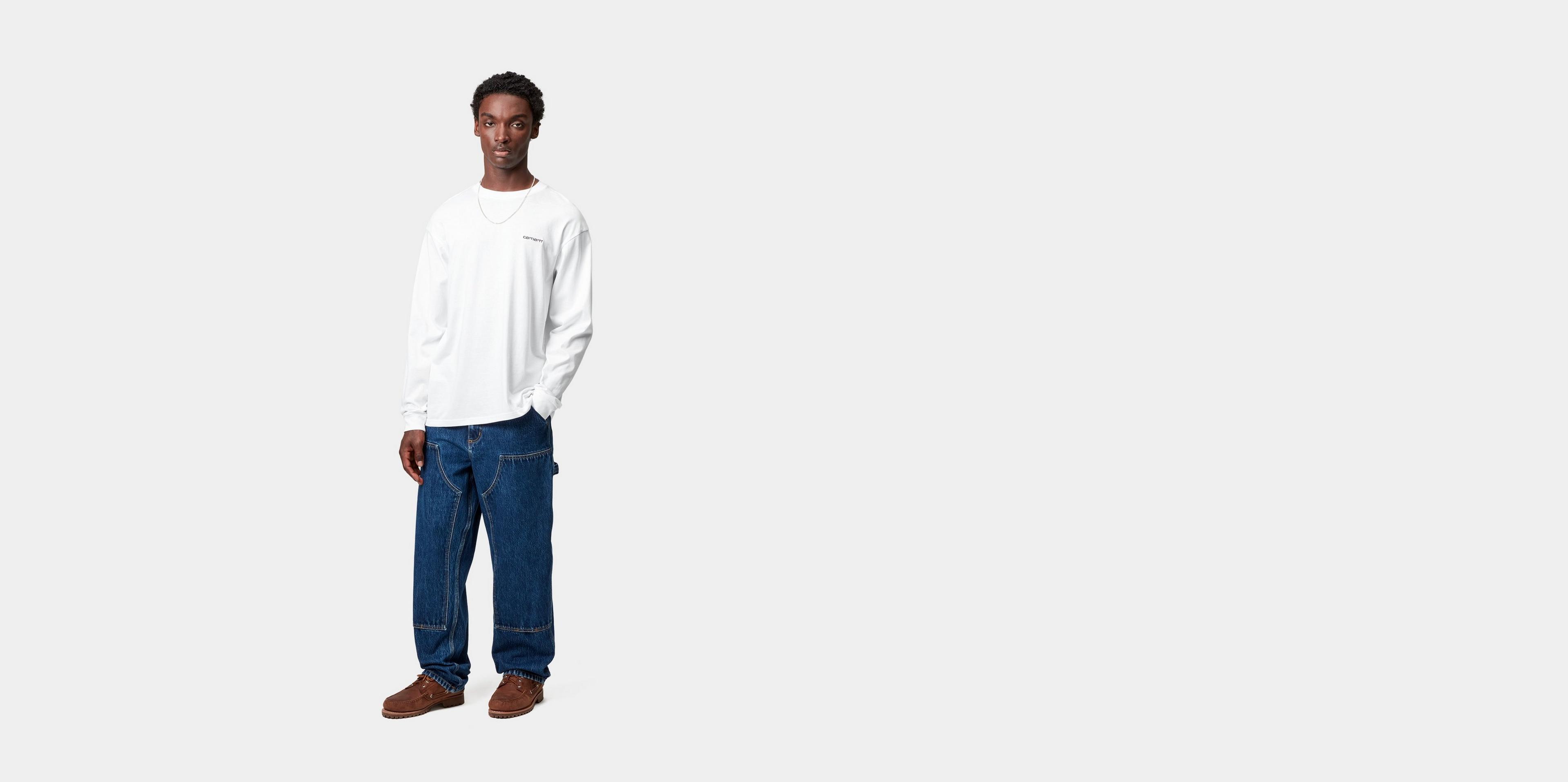 【carhartt】\"L/S Script Embroidery\"左ロゴ刺繍長袖Tシャツ/2色 Carhartt WIP L/S Script Embroidery T-Shirt, Black / White
