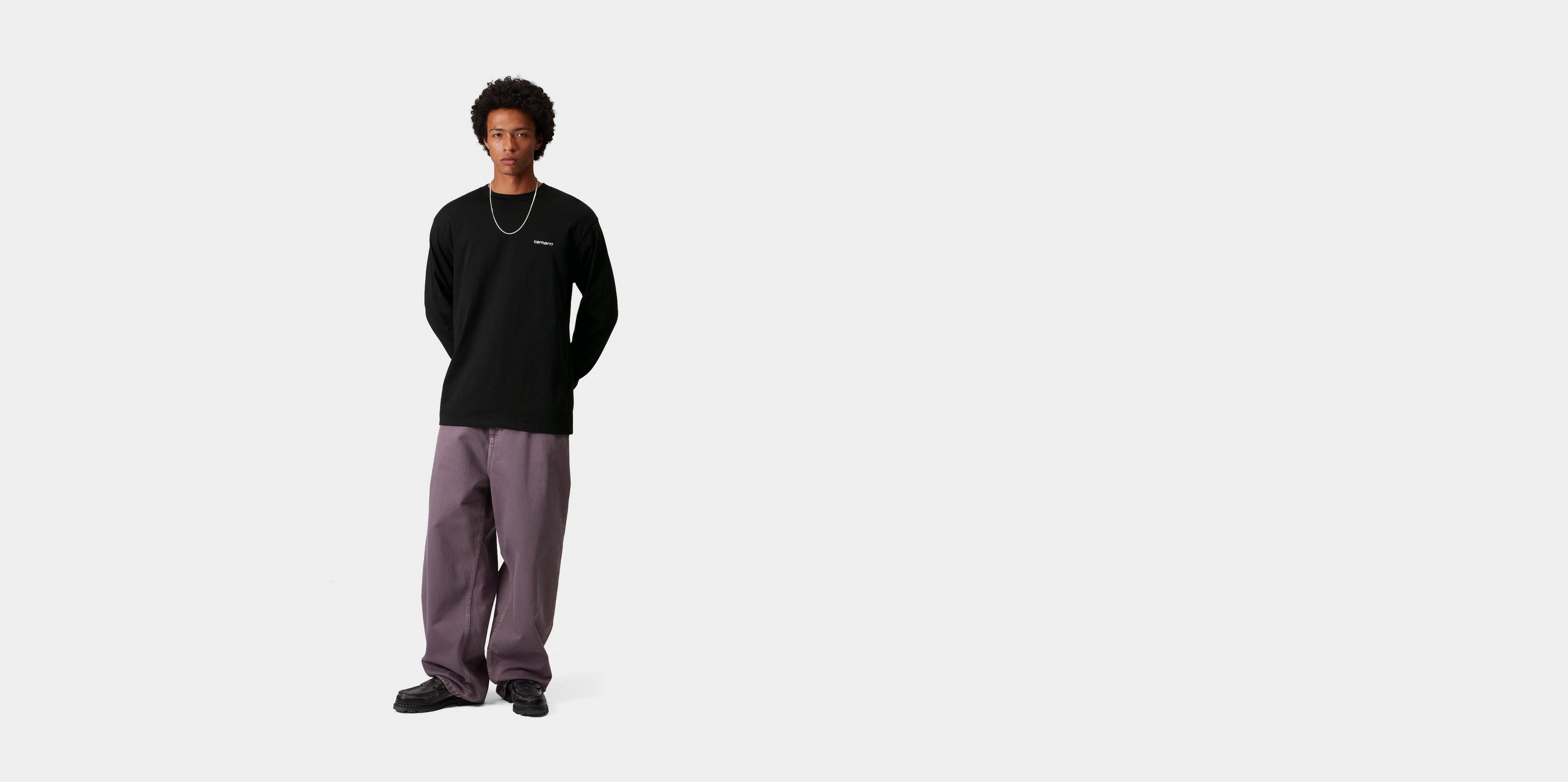 Carhartt WIP L/S Script Embroidery T-Shirt, Black / White