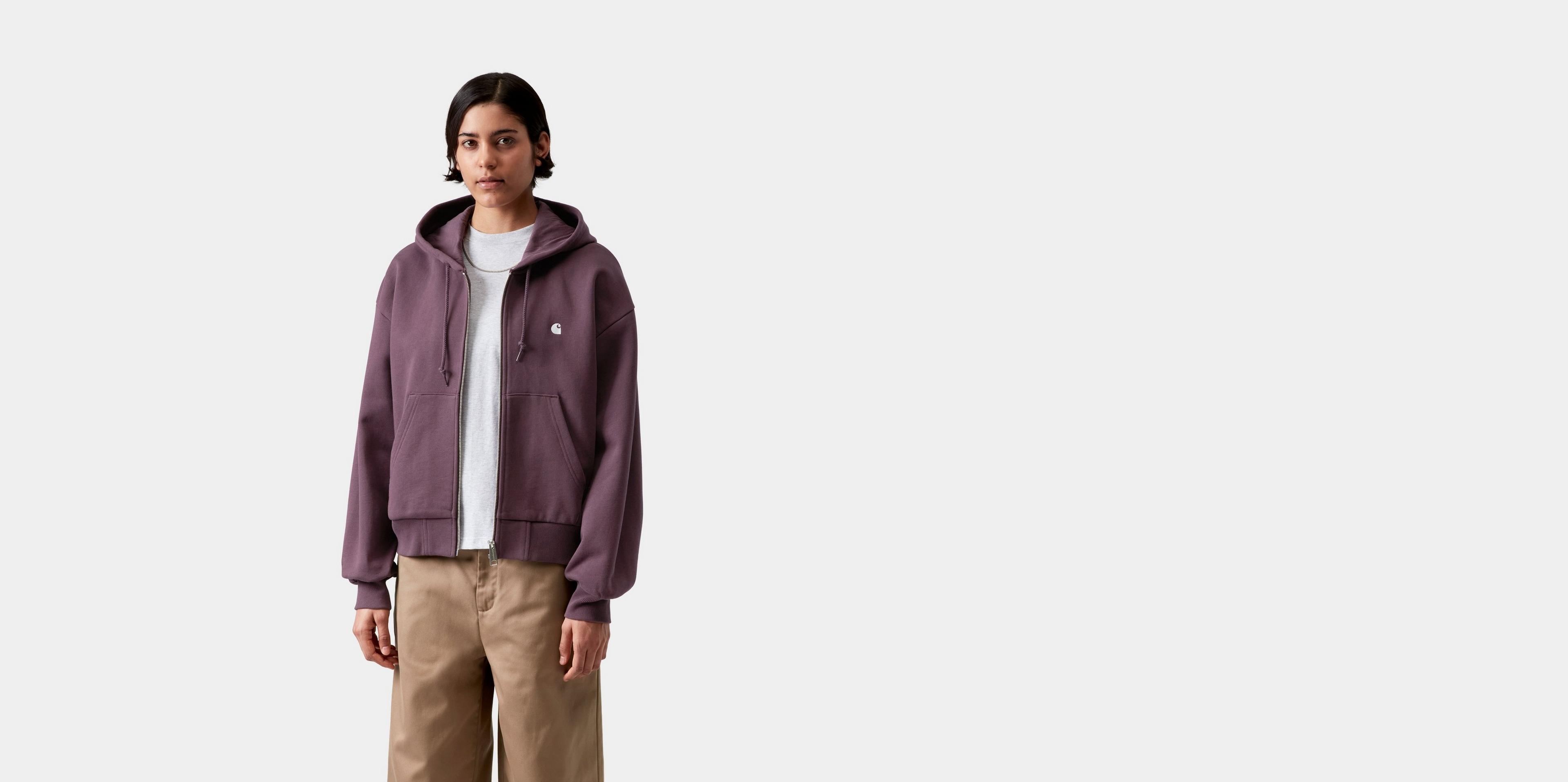 90s Carhartt バーガンディ パーカー フェード マルヤマくん着用 Carhartt WIP Women's Hooded Casey Jacket, Cozy Purple / Silver