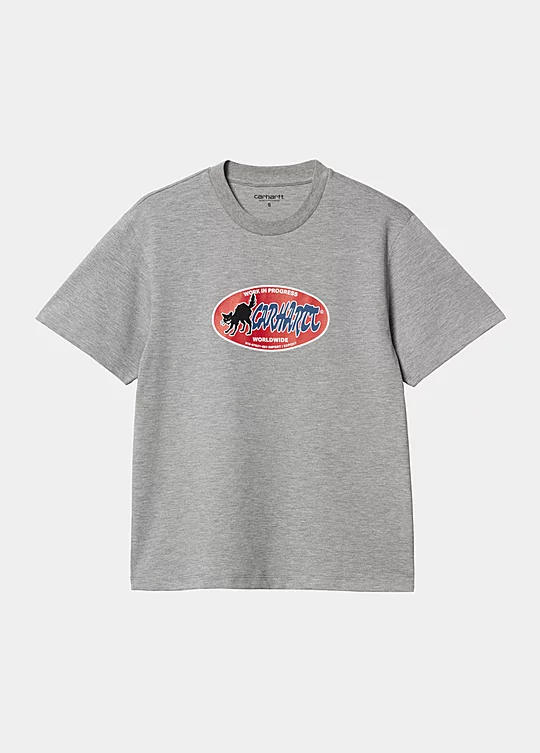 Carhartt WIP Women’s Short Sleeve Cat Sticker T-Shirt Gris