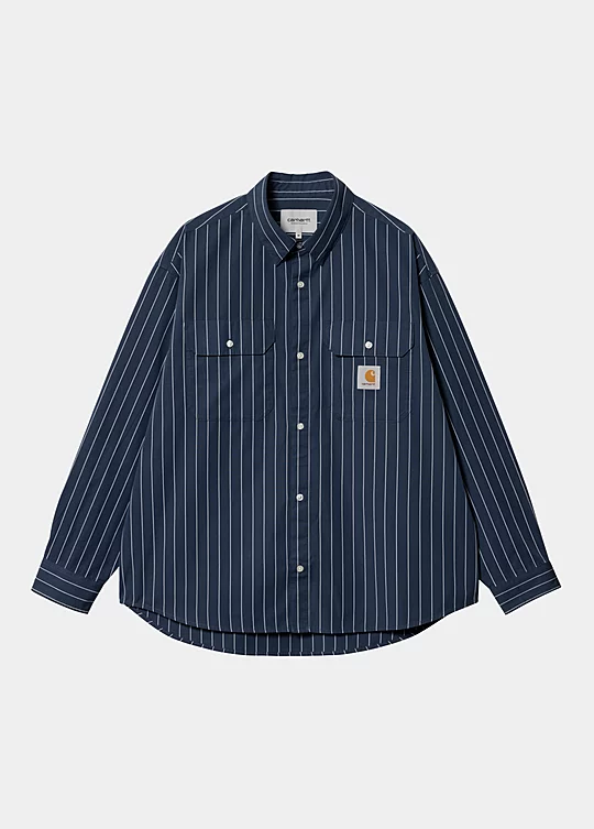 Carhartt WIP Long Sleeve Orlean Shirt in Blu