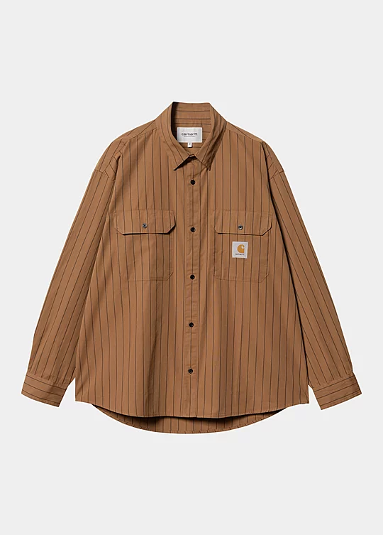 Carhartt WIP Long Sleeve Orlean Shirt in Marrone