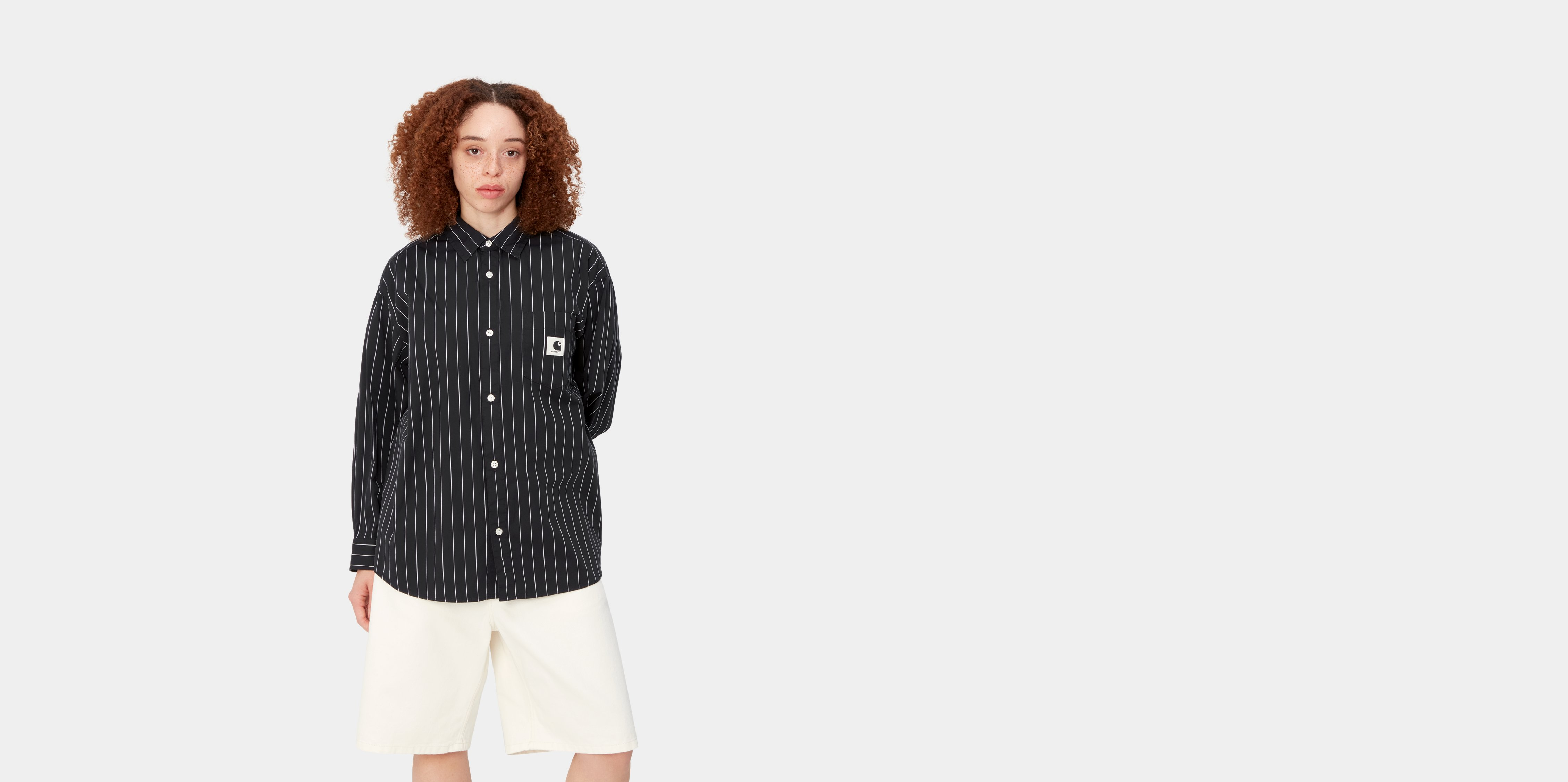 Carhartt WIP W' L/S Orlean Shirt, Orlean Stripe, Black / White | Tienda ...