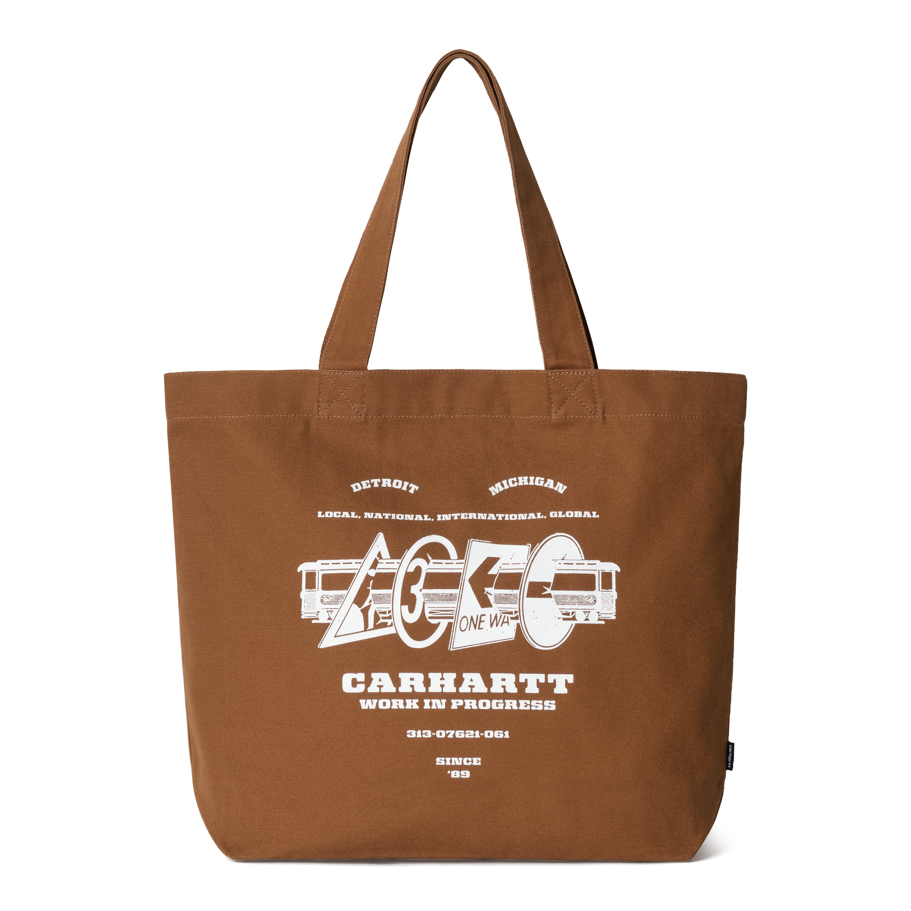 Carhartt WIP Canvas Graphic Tote Large, Runaway Print, Hamilton Brown |  Official Online Store