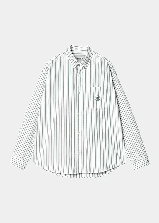 Carhartt WIP Long Sleeve Linus Shirt in Bianco