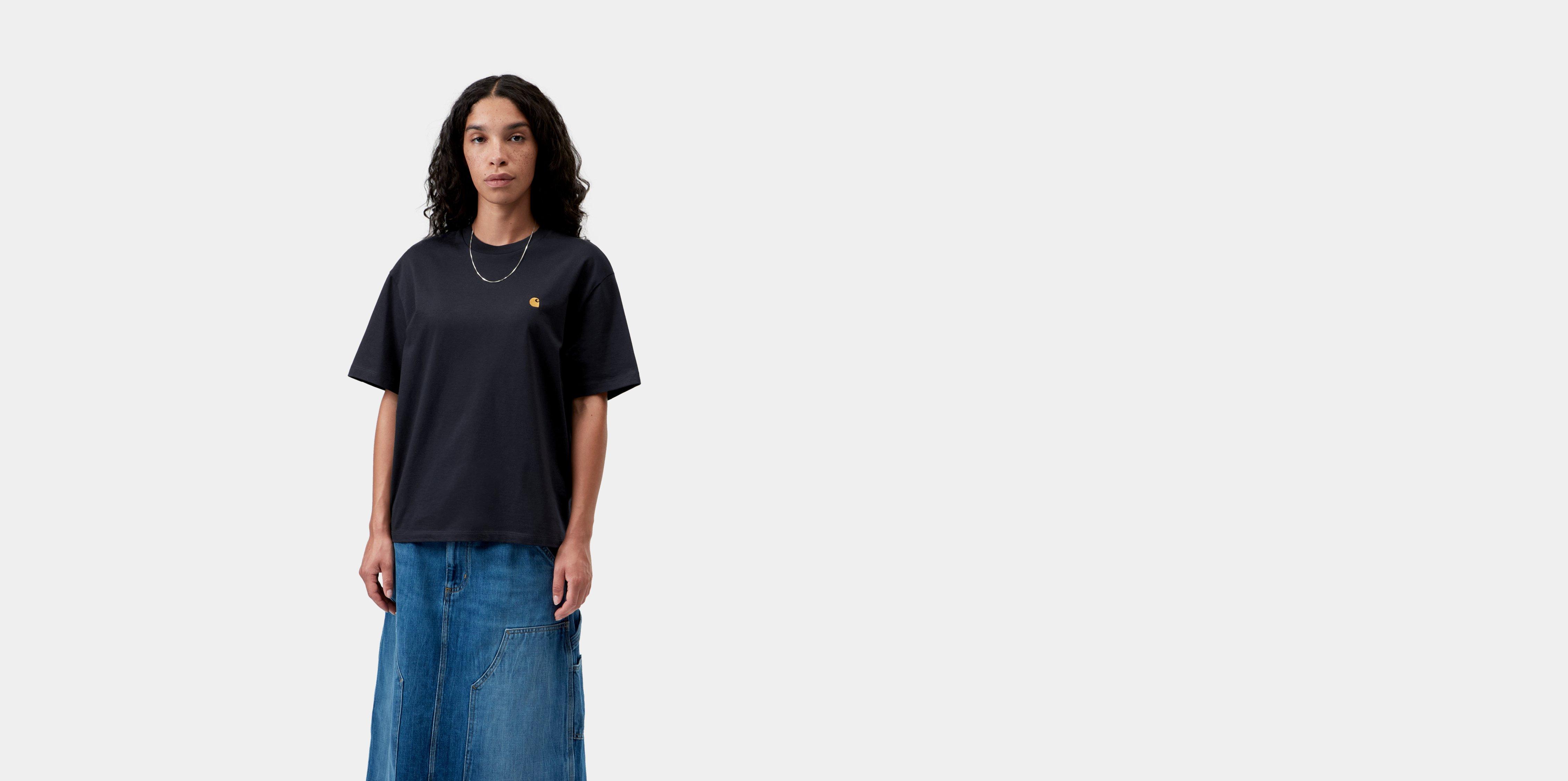 Carhartt WIP W' S/S Chase T-Shirt Dark Navy / Gold | blue | M | Women