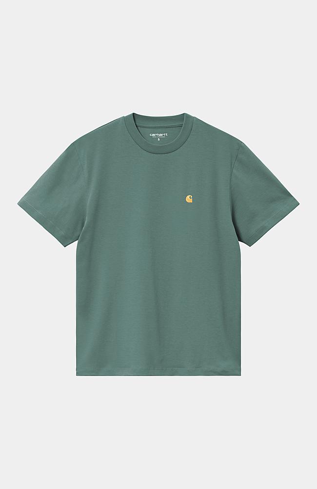 Carhartt WIP Women's S/S Chase T-Shirt, Silver Pine / Gold Carhartt WIP Women's S/S Chase T-Shirt, Silver Pine / Gold