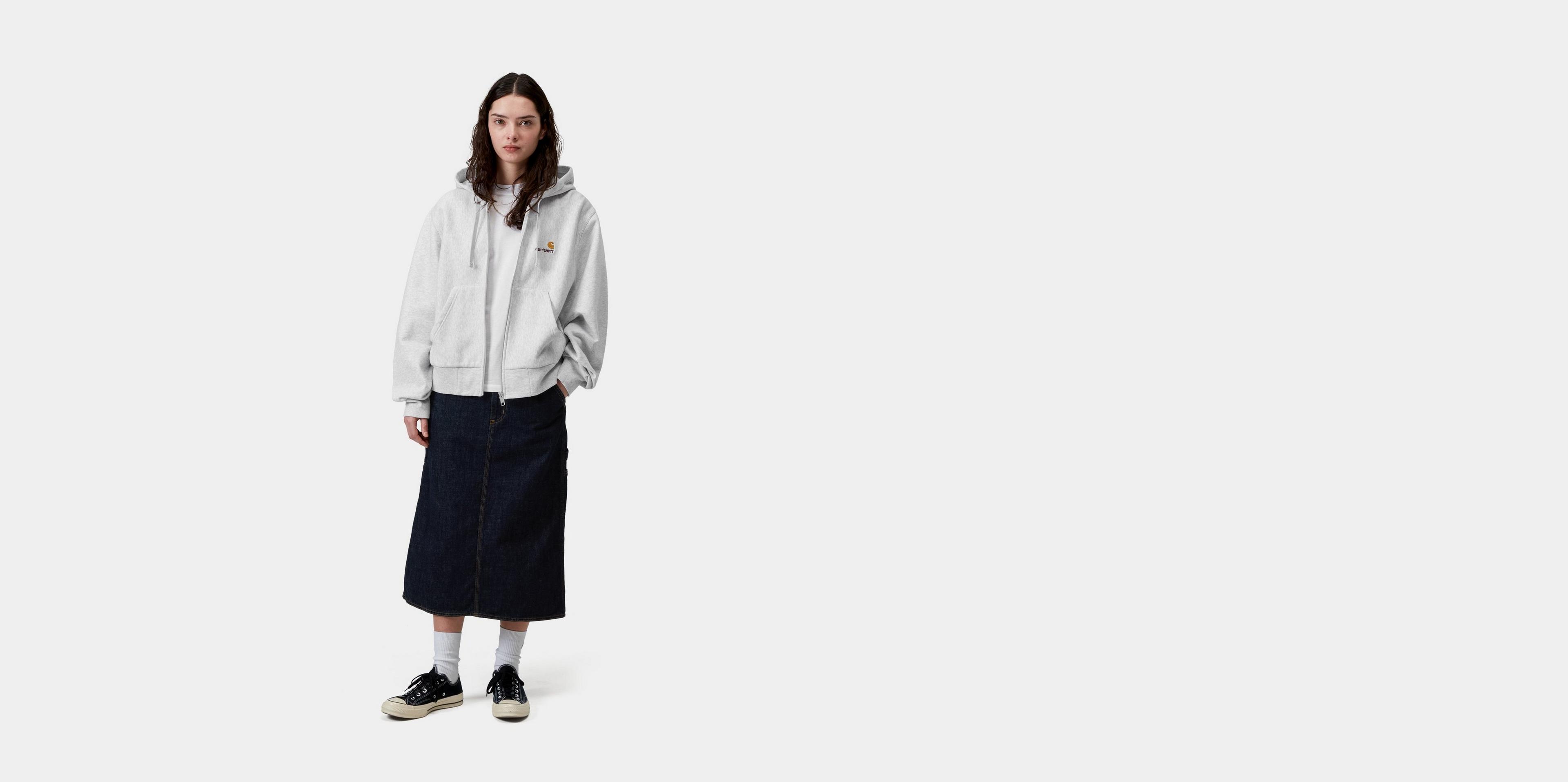 Carhartt WIP Women's Hooded American Script Jacket, Ash Heather
