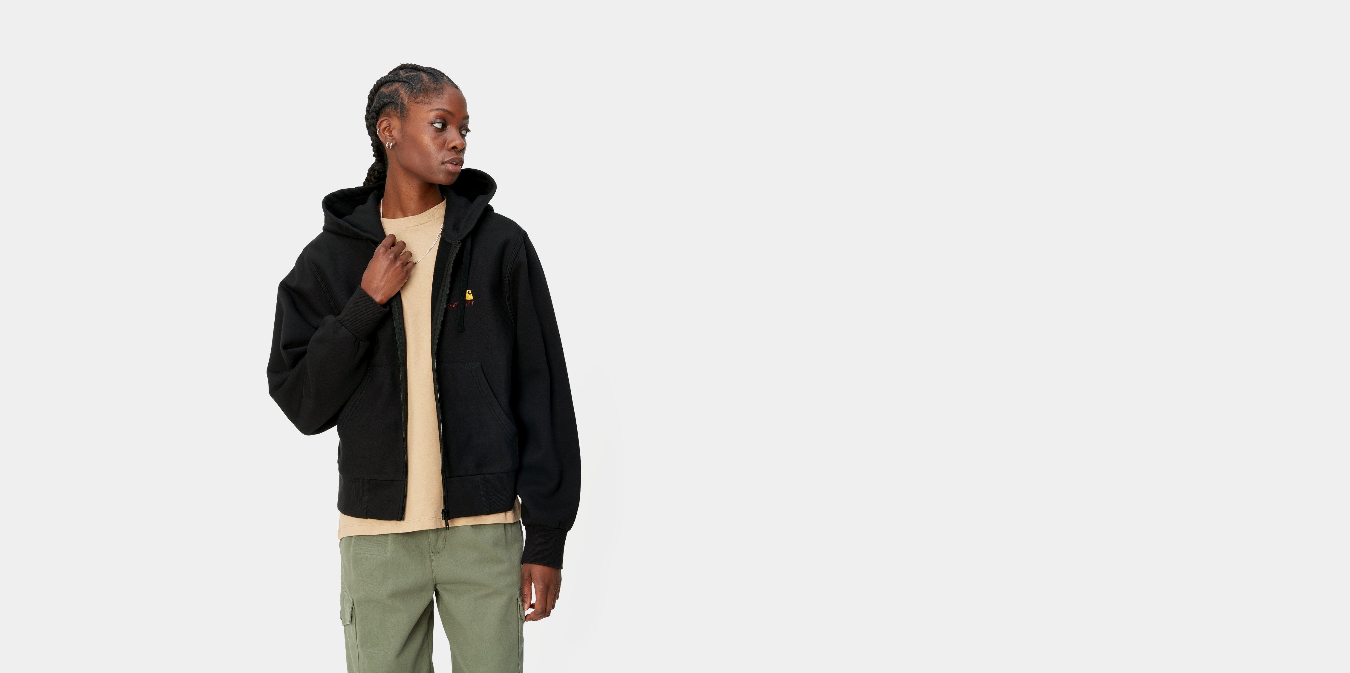 Carhartt WIP W Hooded American Script Jacket Black Official Online Store