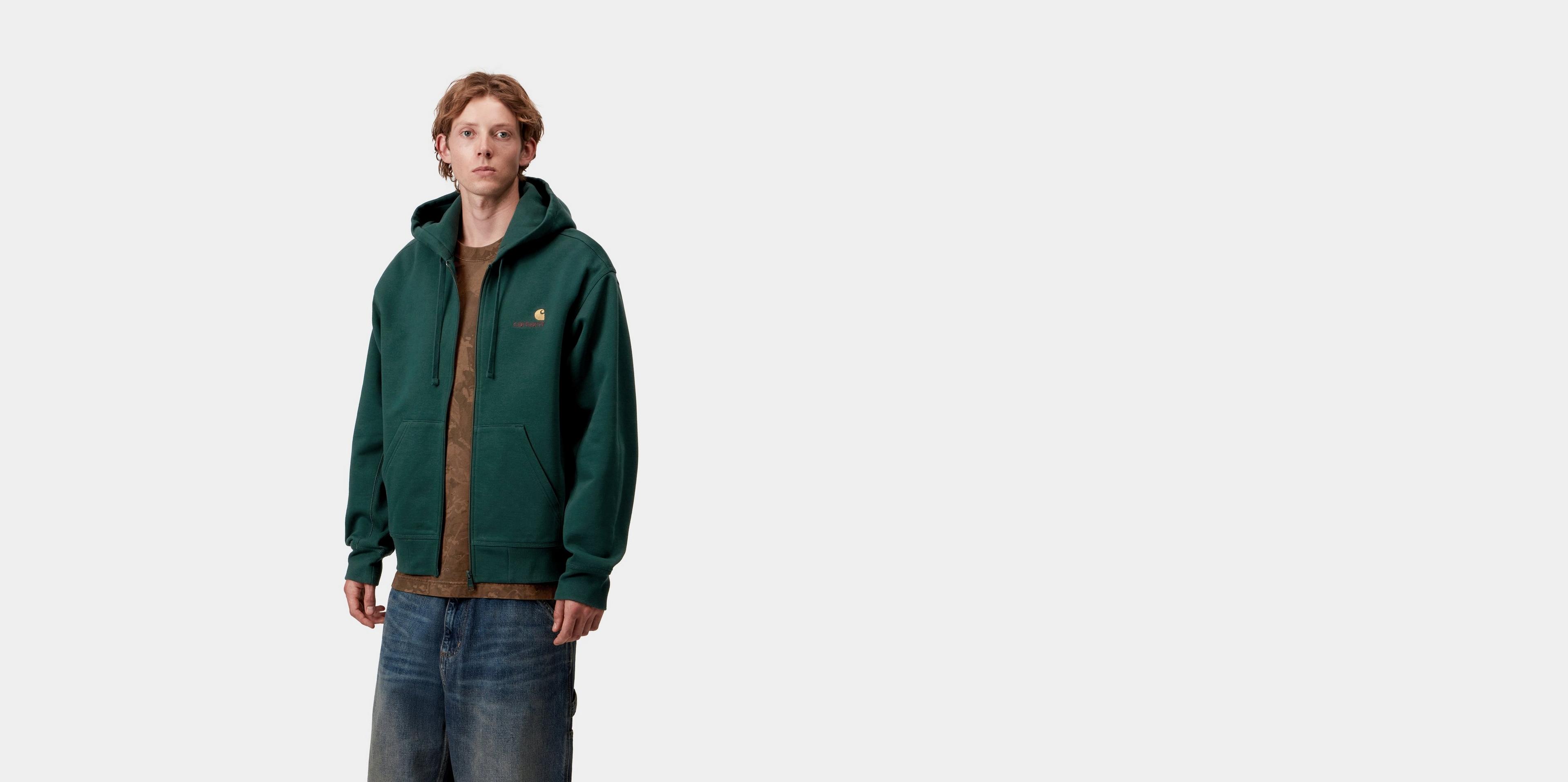 Carhartt WIP Hooded American Script Jacket, Dark Fir