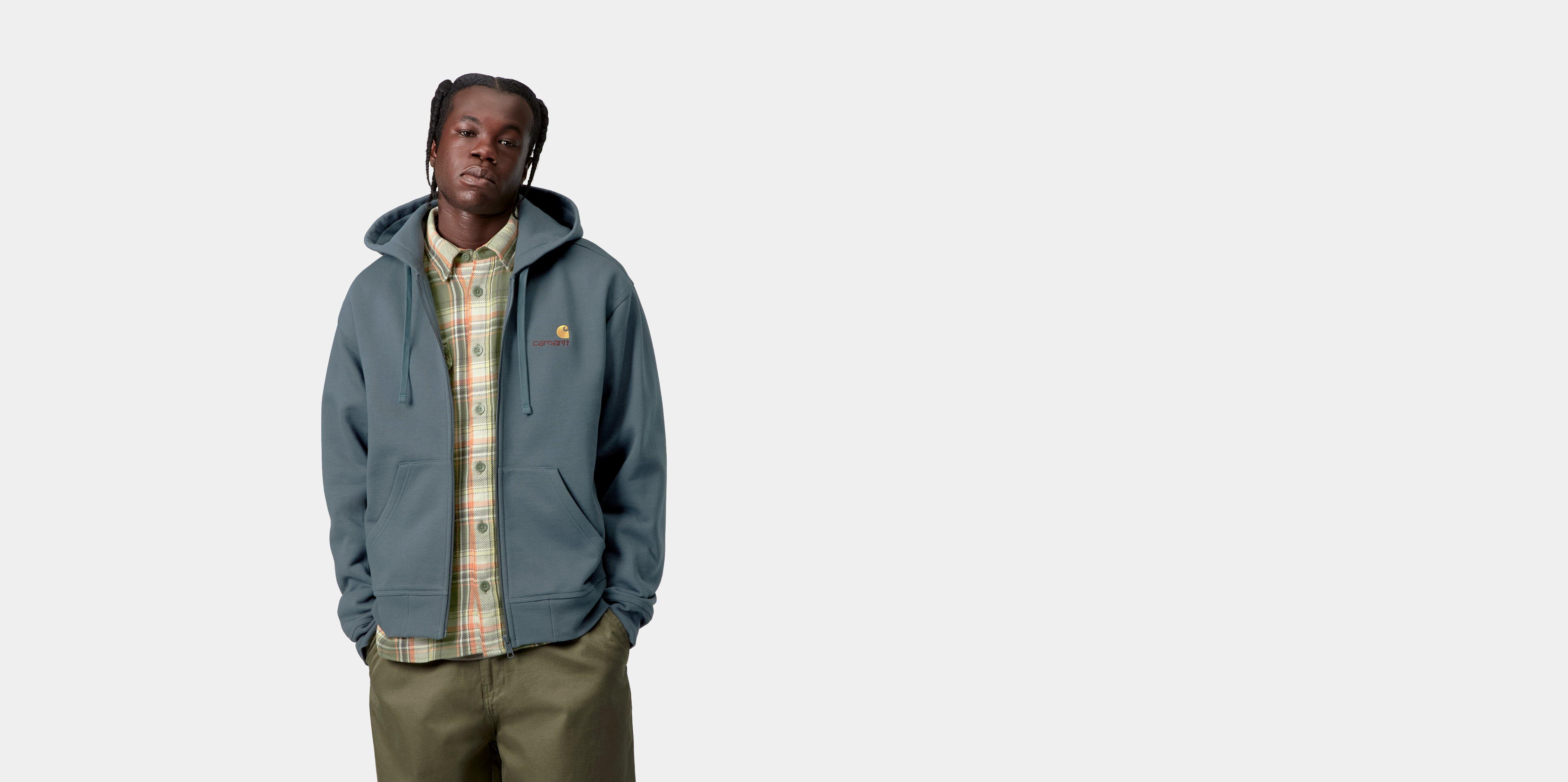 Carhartt WIP Hooded American Script Jacket Office Blue | L | Men