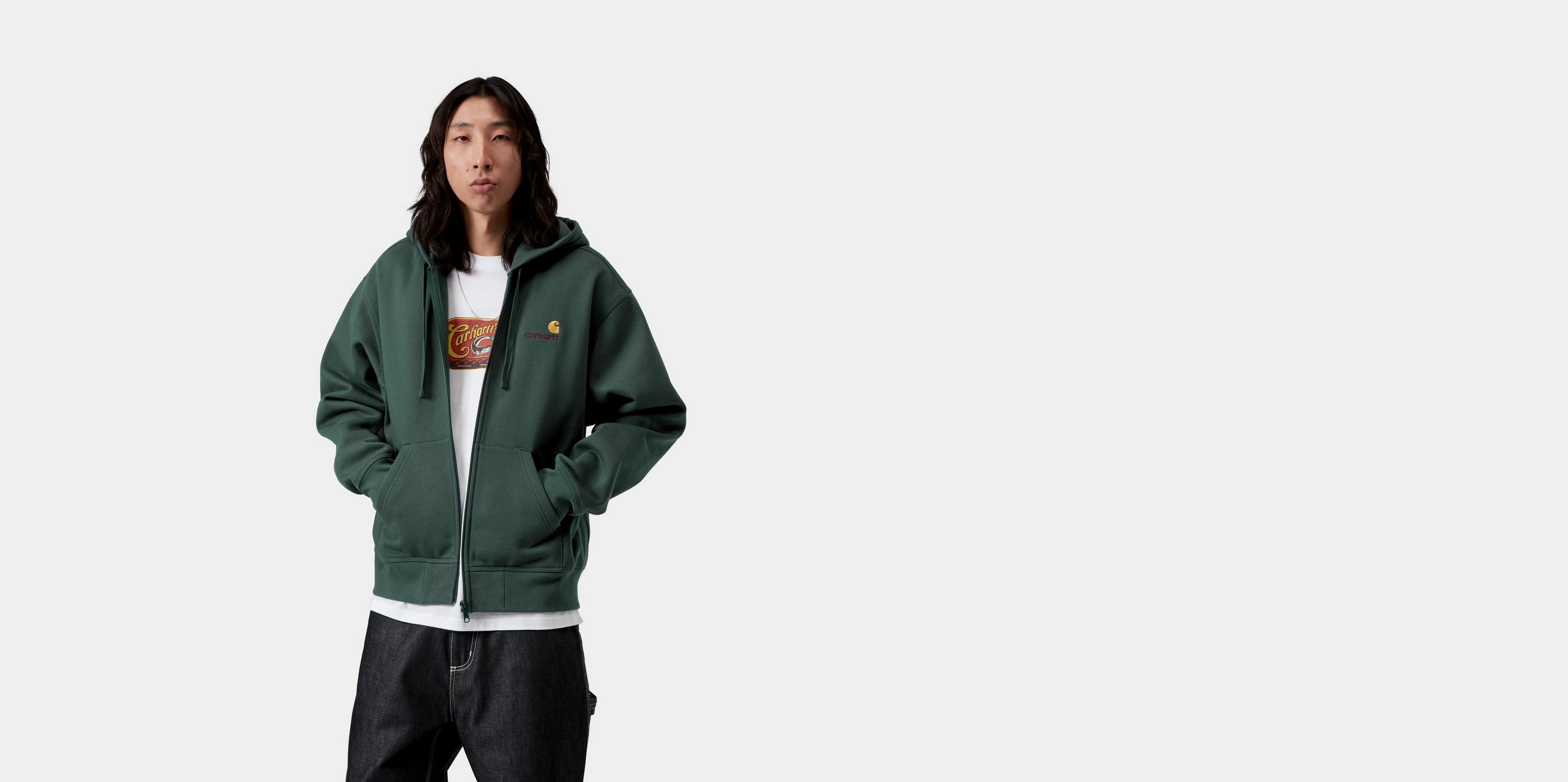 Carhartt WIP Hooded American Script Jacket, Kale Green | Official