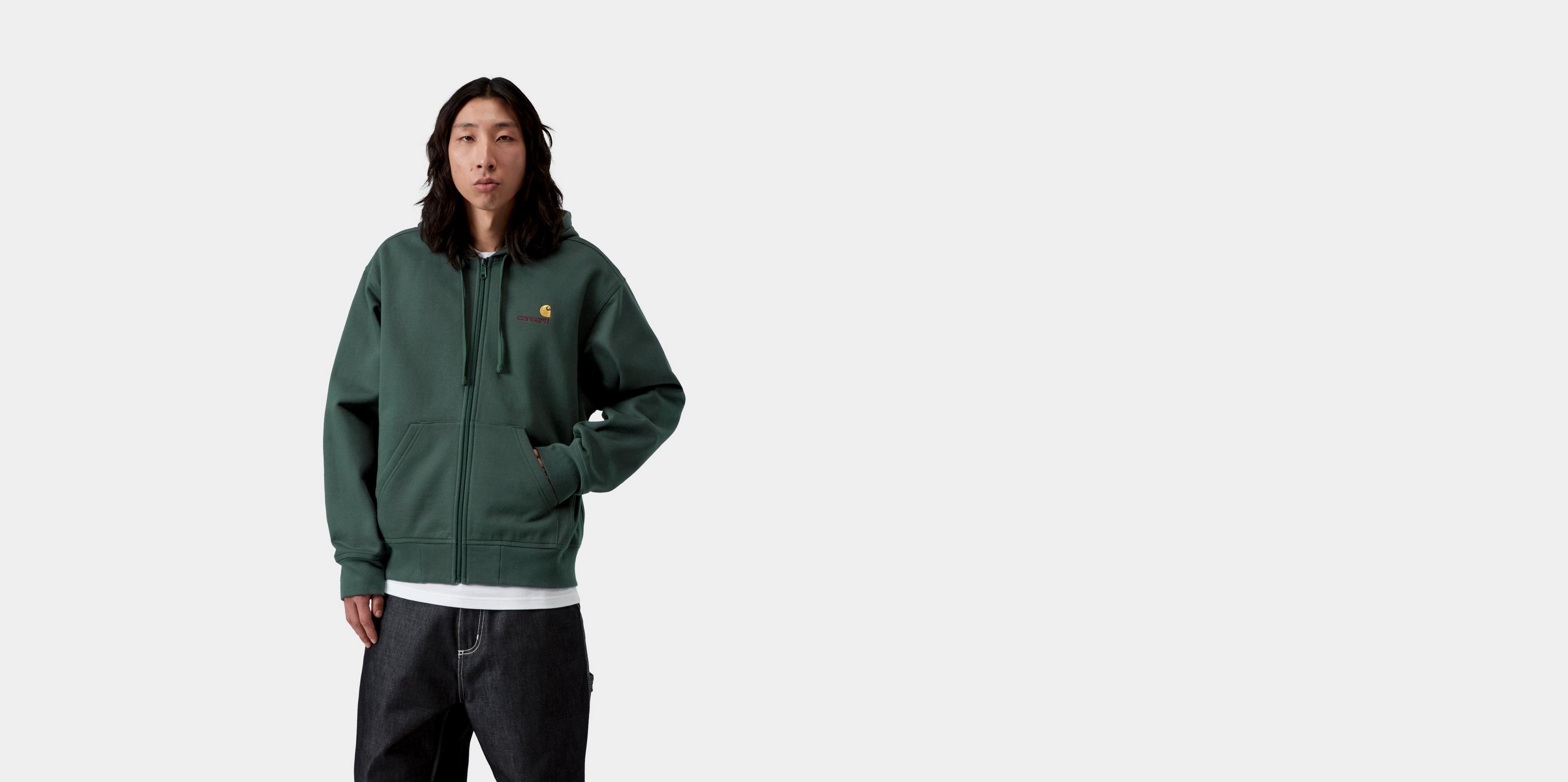 Carhartt WIP Hooded American Script Jacket, Kale Green | Official
