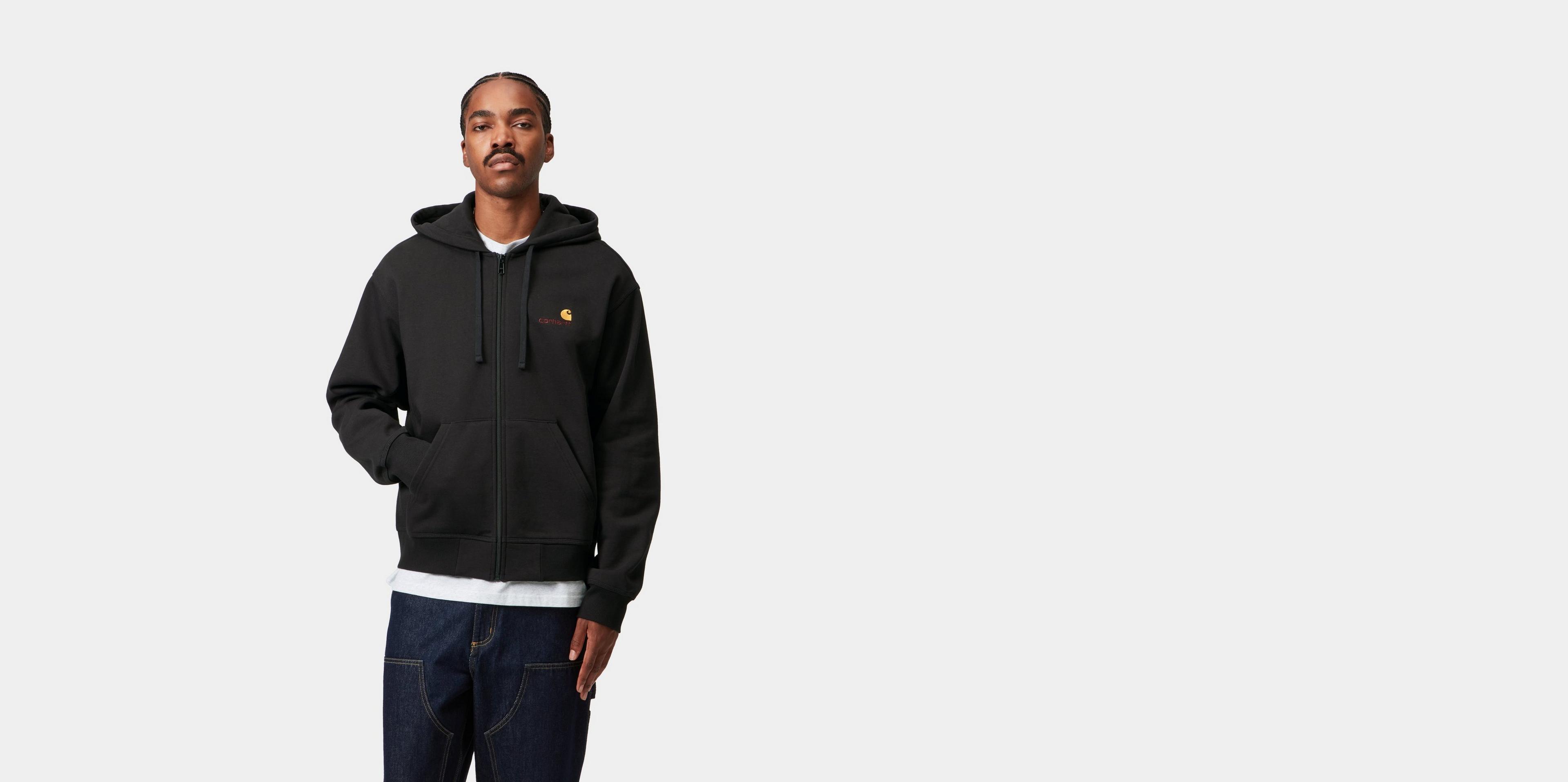 トップス Carhartt HOODED AMERICAN SCRIPT JACKET Carhartt WIP Hooded American Script Jacket, Black | Official