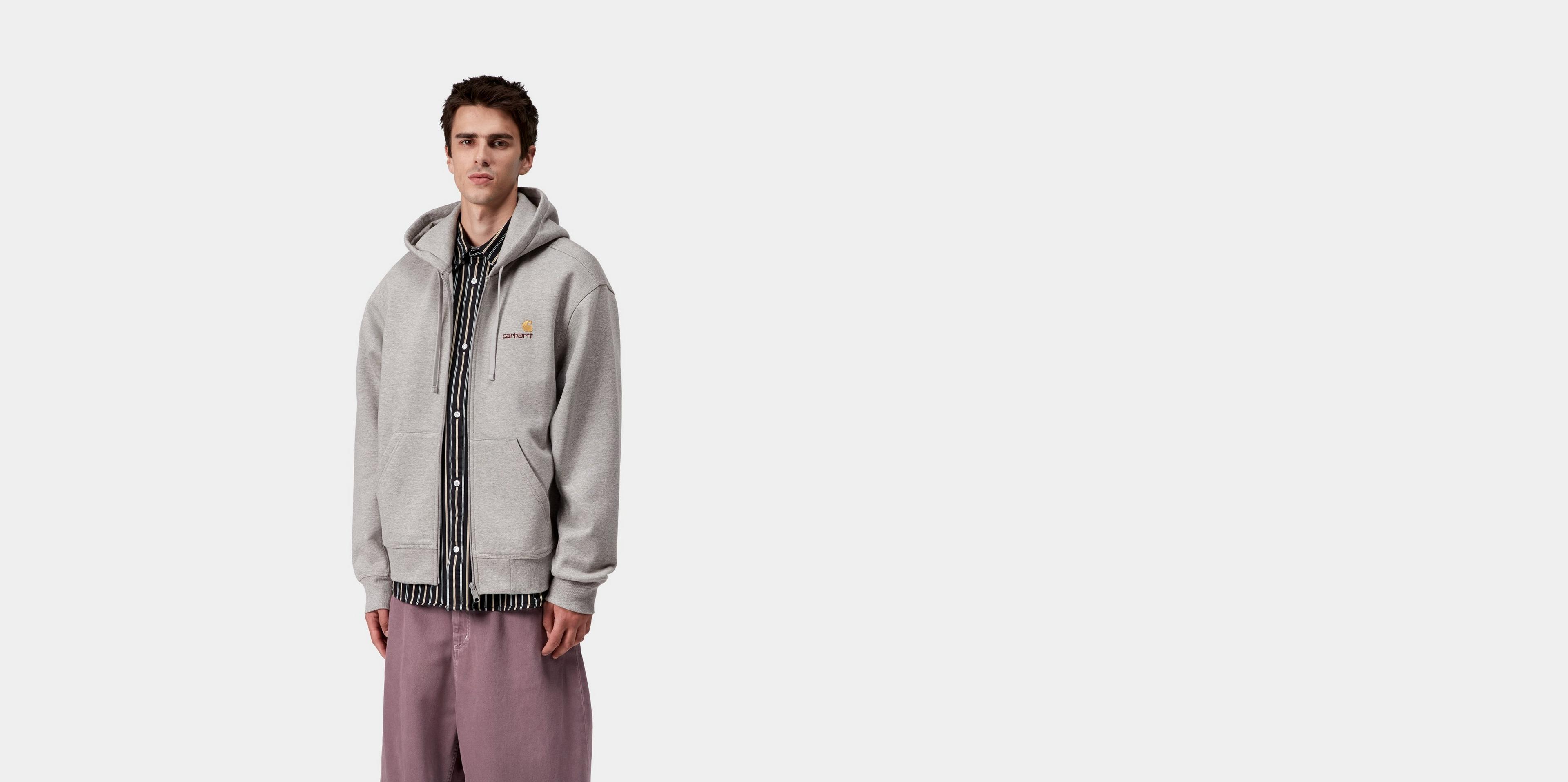 Carhartt WIP Hooded American Script Jacket, Grey Heather