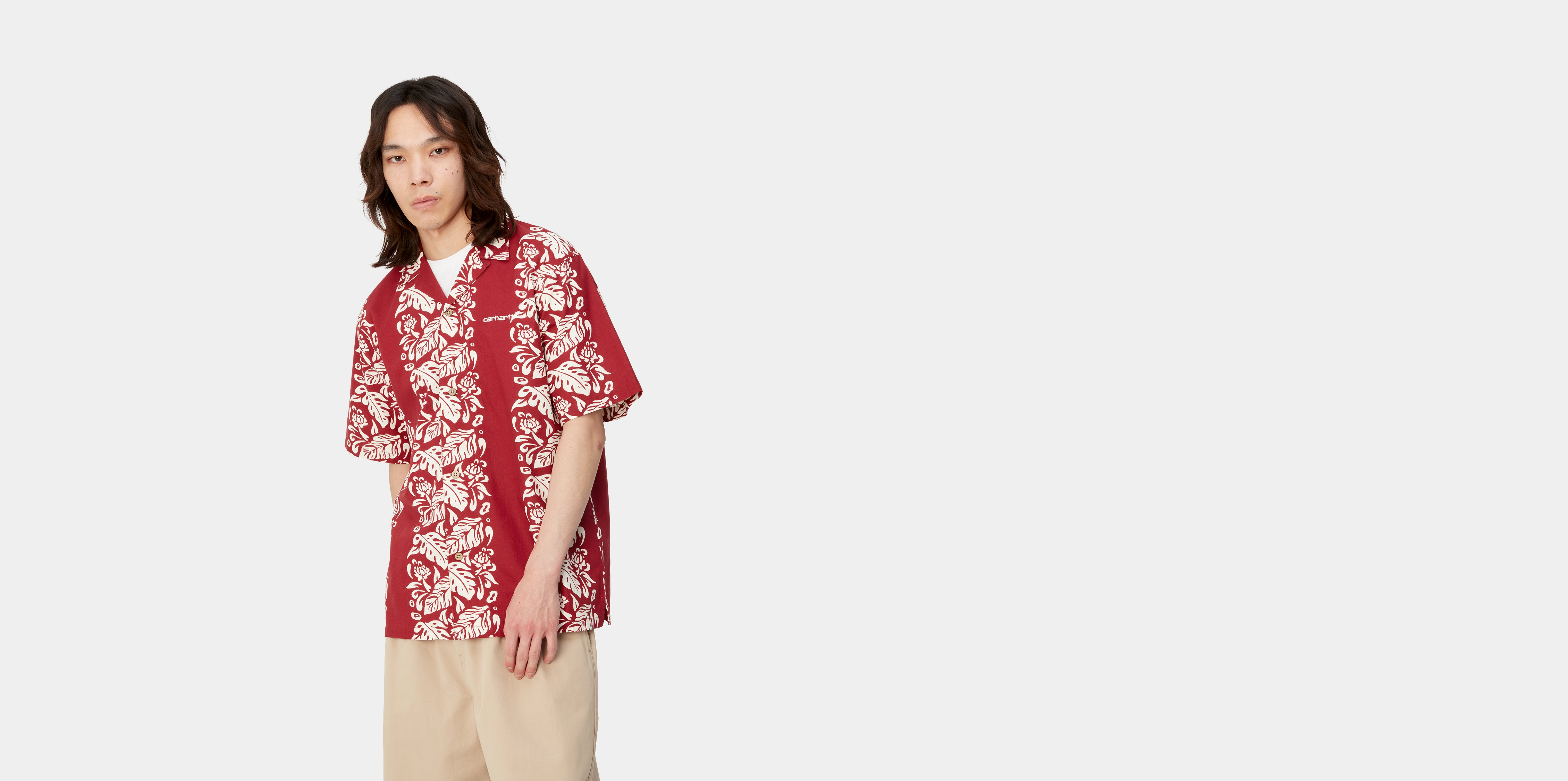 Carhartt WIP S/S Floral Shirt (86/14% Cotton/Linen Plain