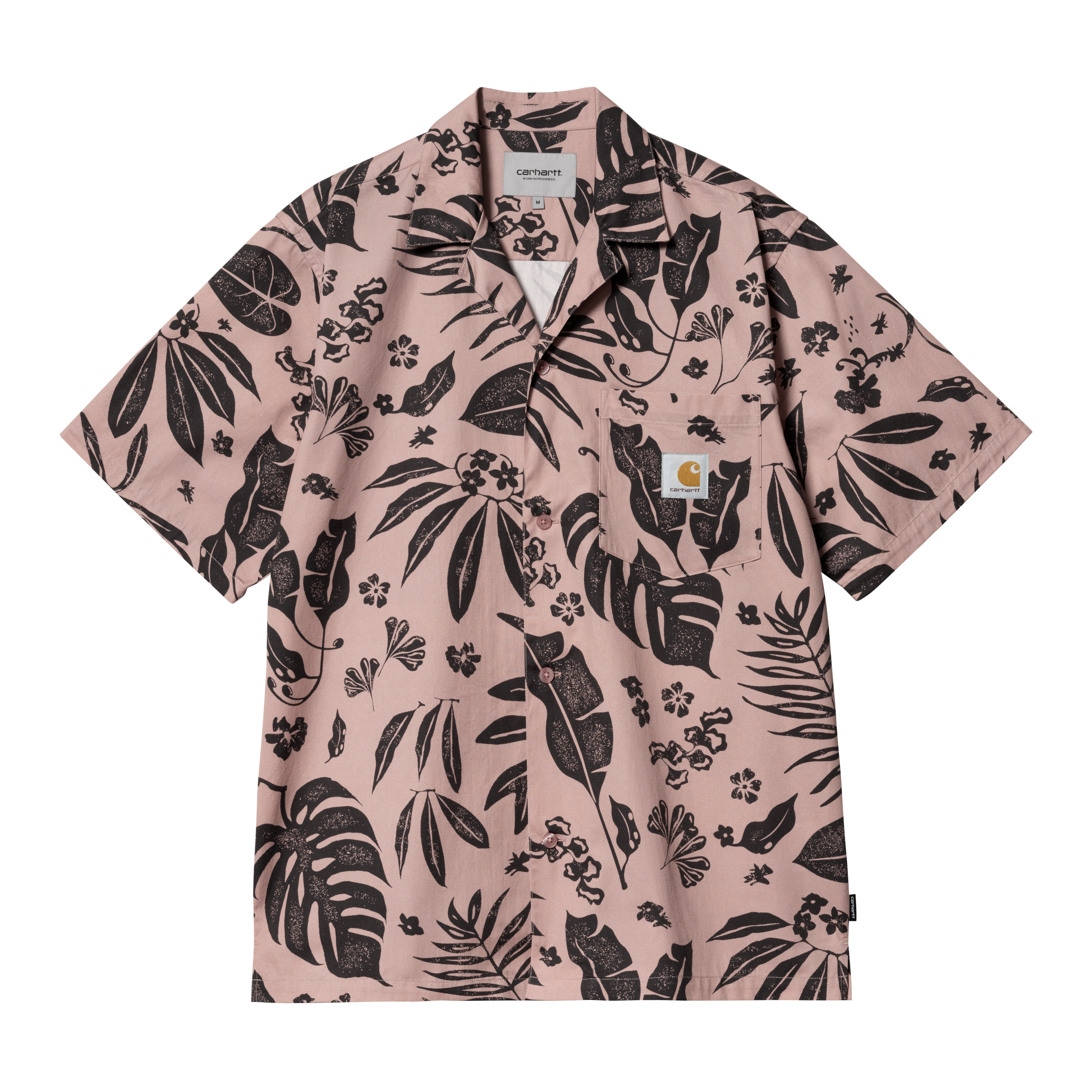 Carhartt WIP S/S Woodblock Shirt, Woodblock Print, Glassy Pink ...