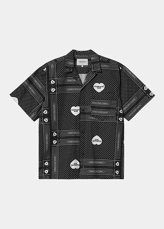 Carhartt WIP Short Sleeve Heart Bandana Shirt in Nero
