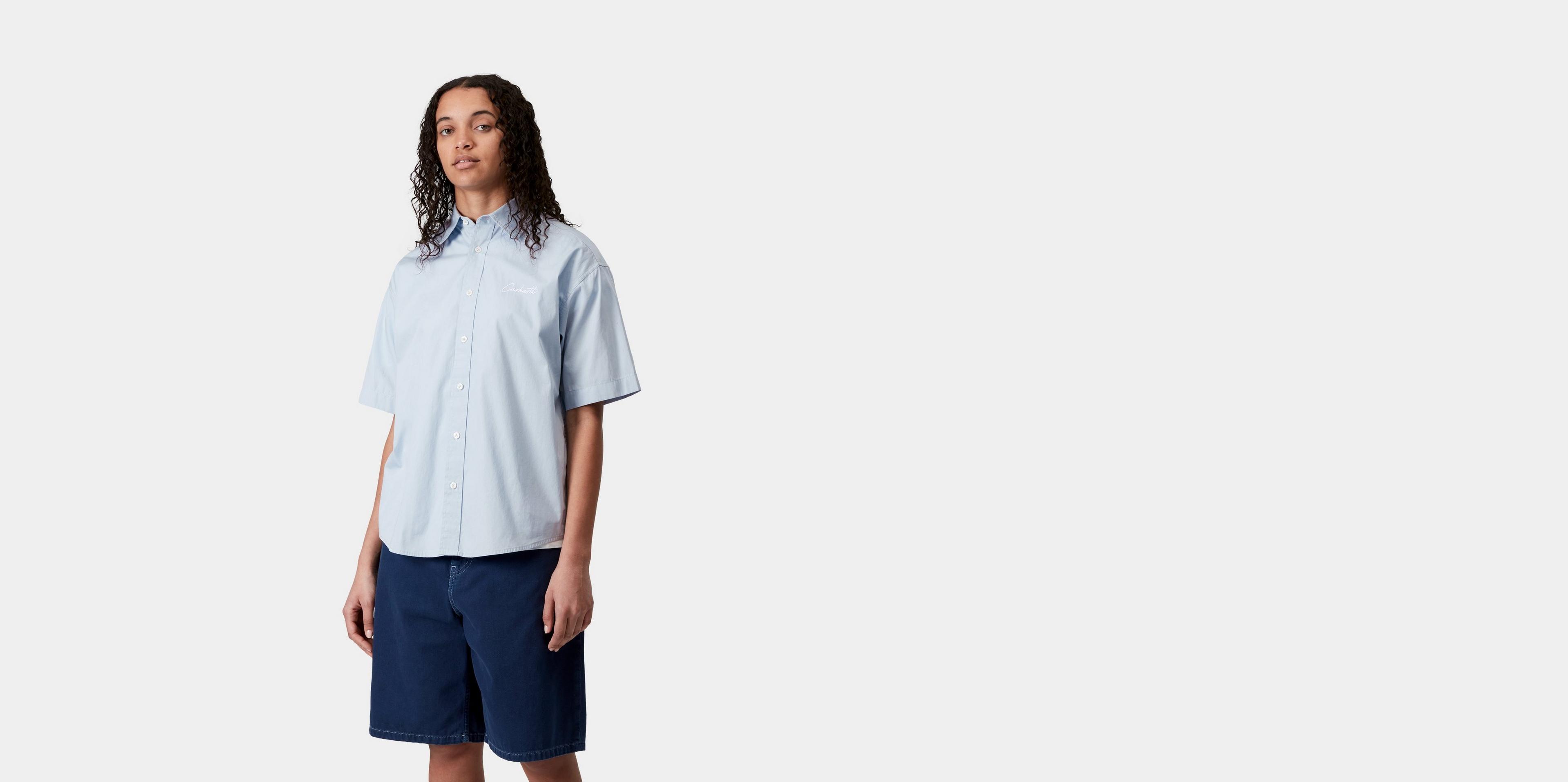 carhartt　W SHORT-SLEEVE JAXON SHIRTS Carhartt WIP W' S/S Jaxon Shirt, Air Sky / White | Official