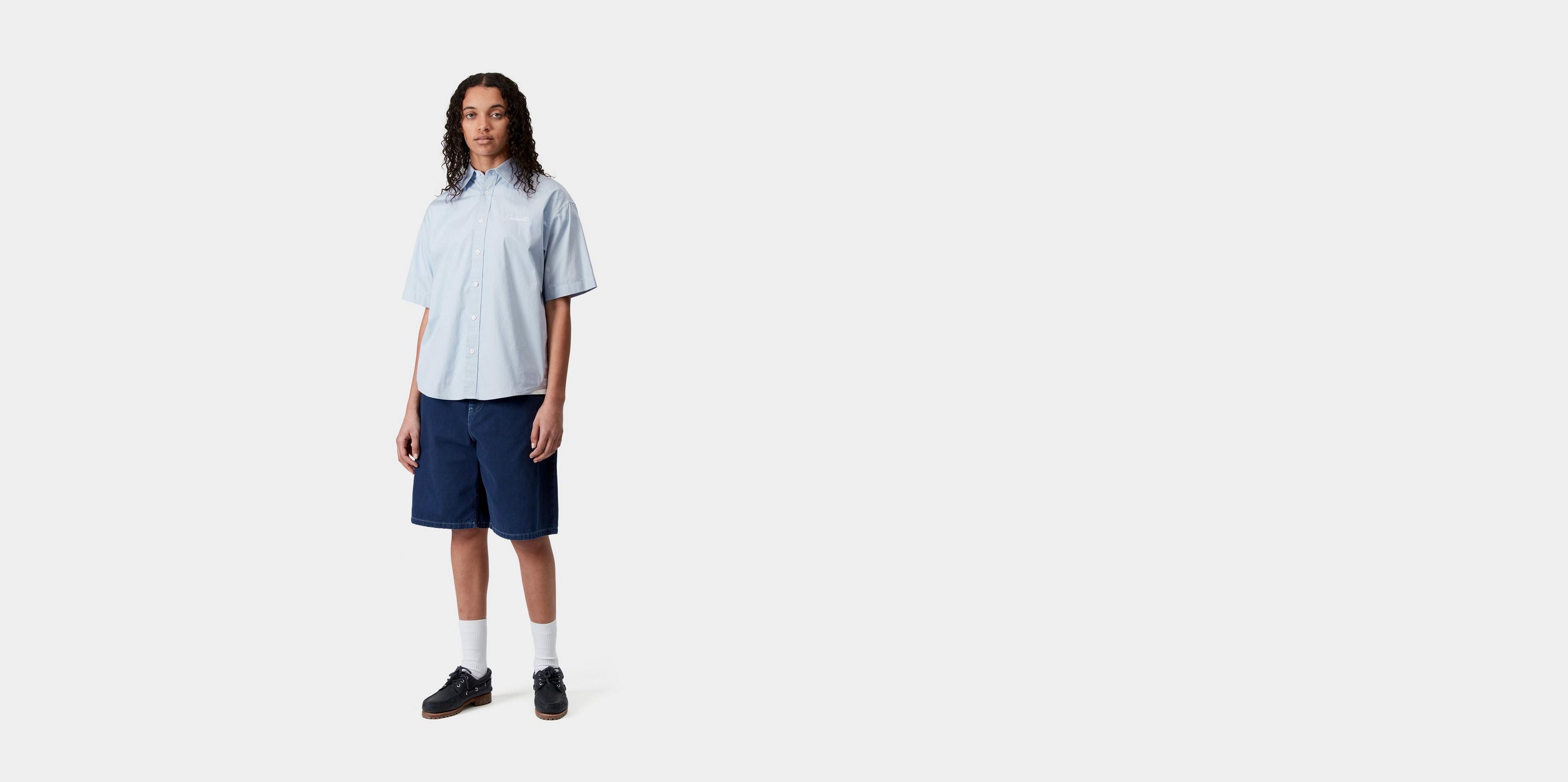 Carhartt WIP W' S/S Jaxon Shirt, Air Sky / White | Official