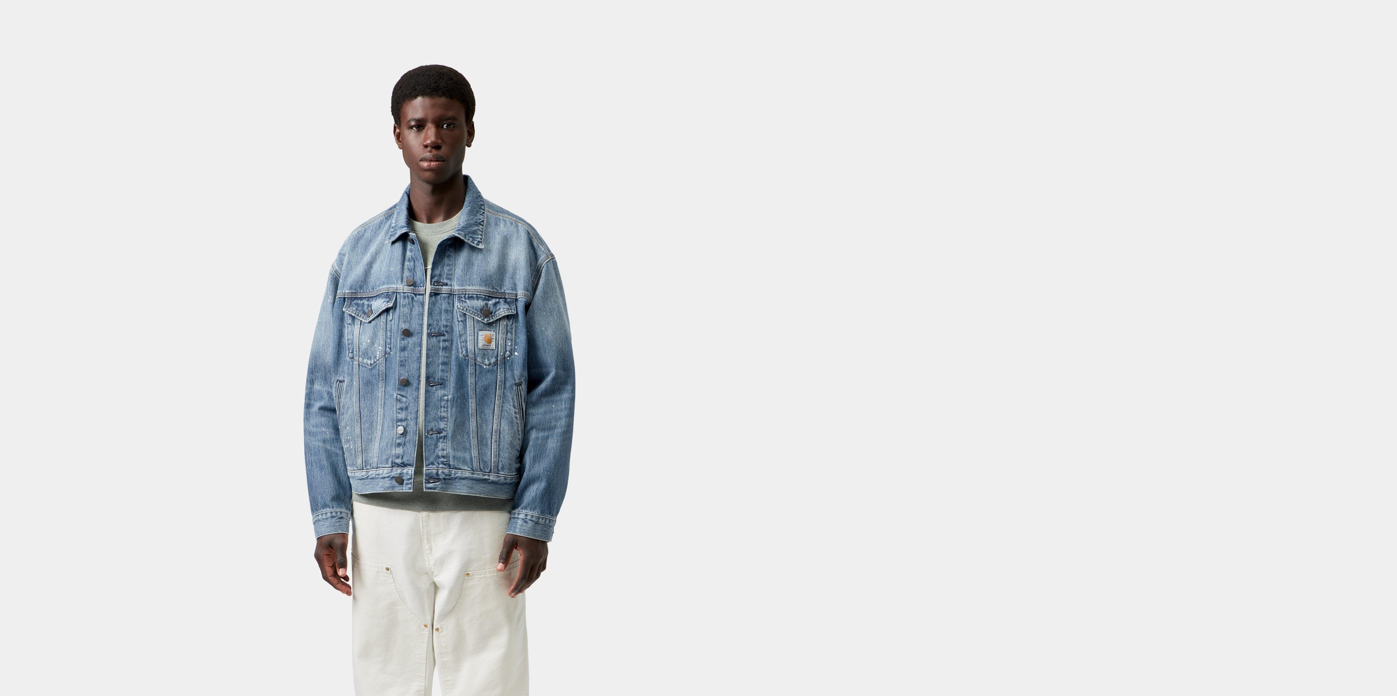 Carhartt WIP Helston Jacket Blue destroy wash, splatter | M | Men