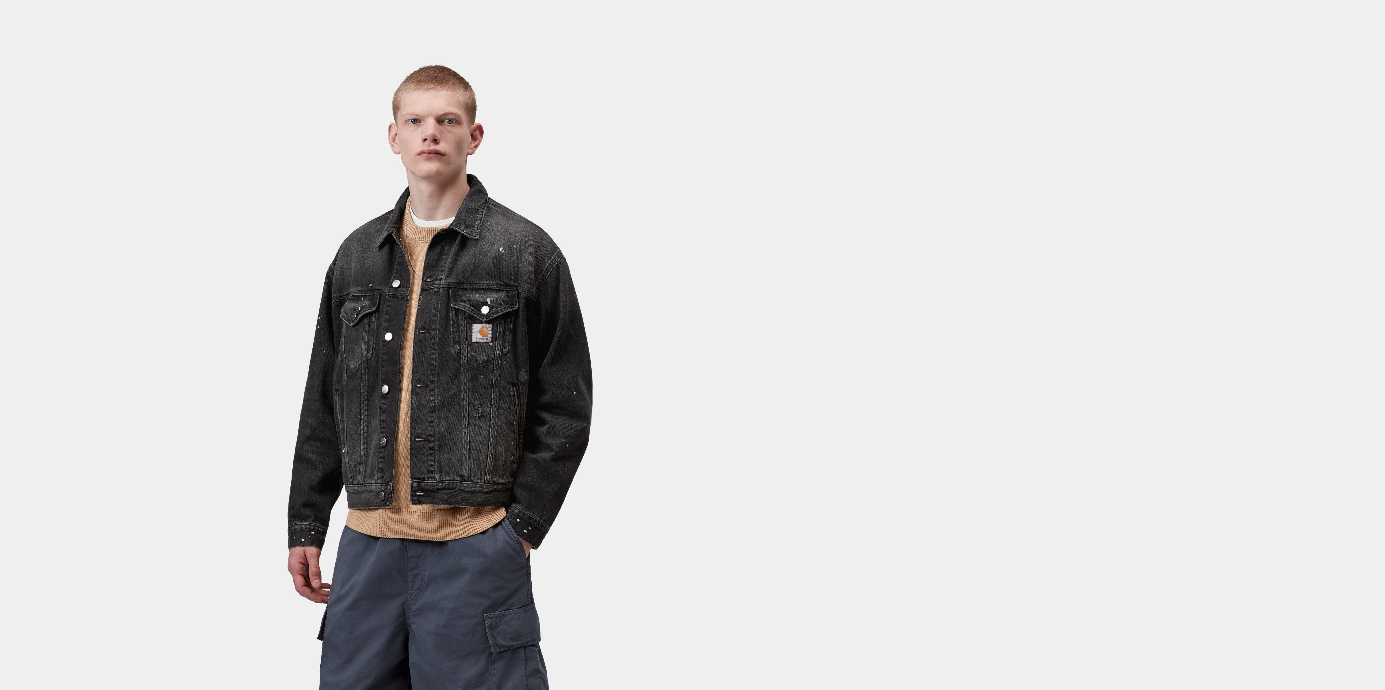 Carhartt WIP Helston Jacket Black destroy wash, splatter | XXL | Men
