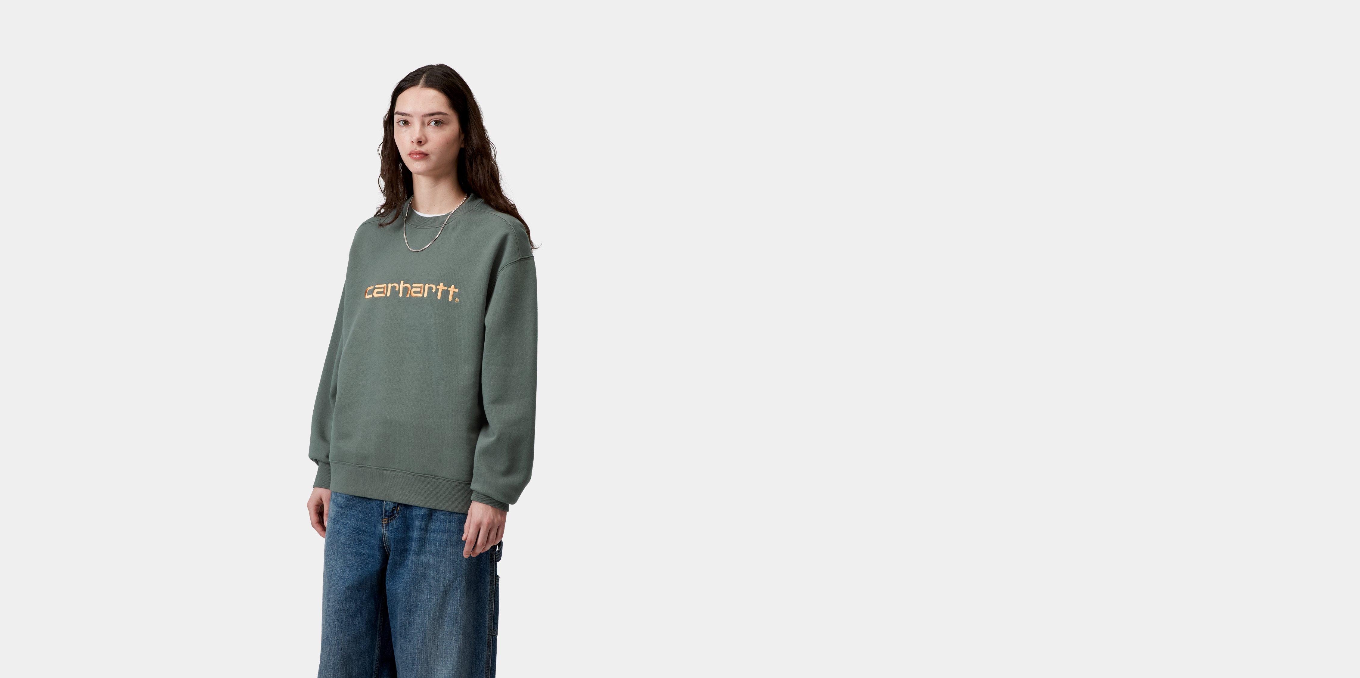 Carhartt WIP W' Carhartt Sweatshirt Velvet Green / Gentle Orange | L | Women