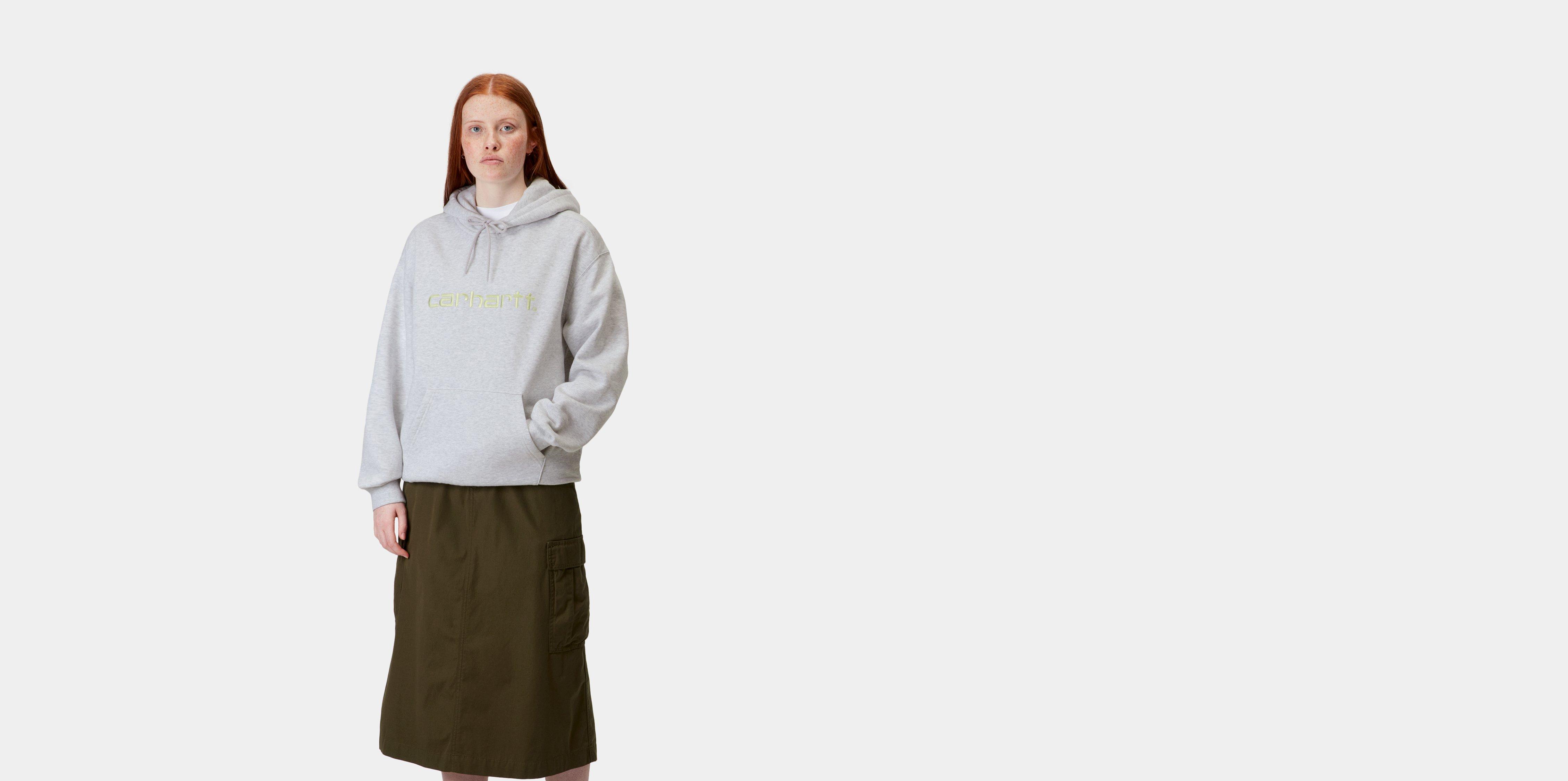 Carhartt WIP W' Hooded Carhartt Sweatshirt Ash Heather / Air Green | grey | M | Women