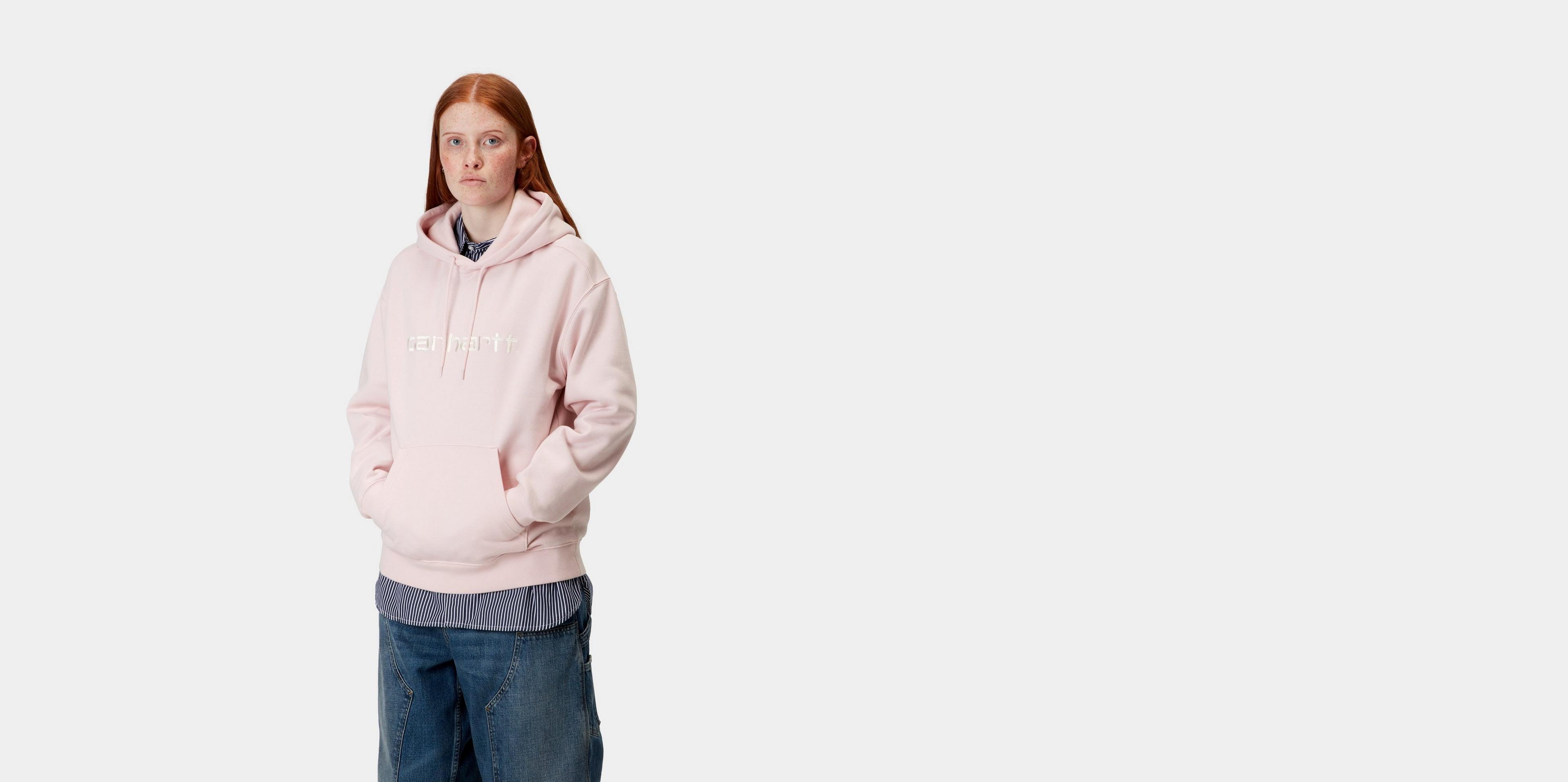 Carhartt WIP W' Hooded Carhartt Sweatshirt, Air Pink / Wax
