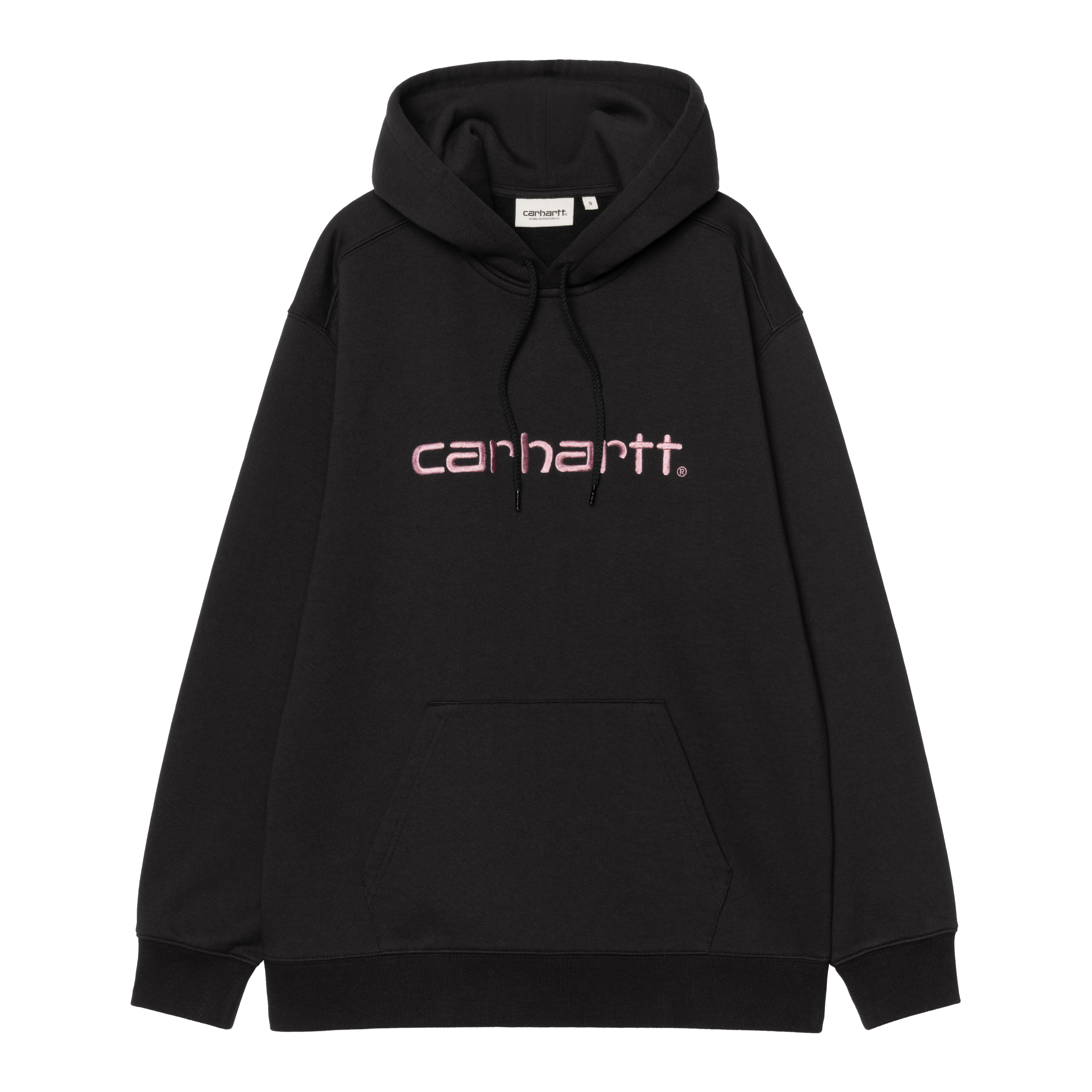 Carhartt WIP Women's Hooded Carhartt Sweatshirt, Black / Hortensia
