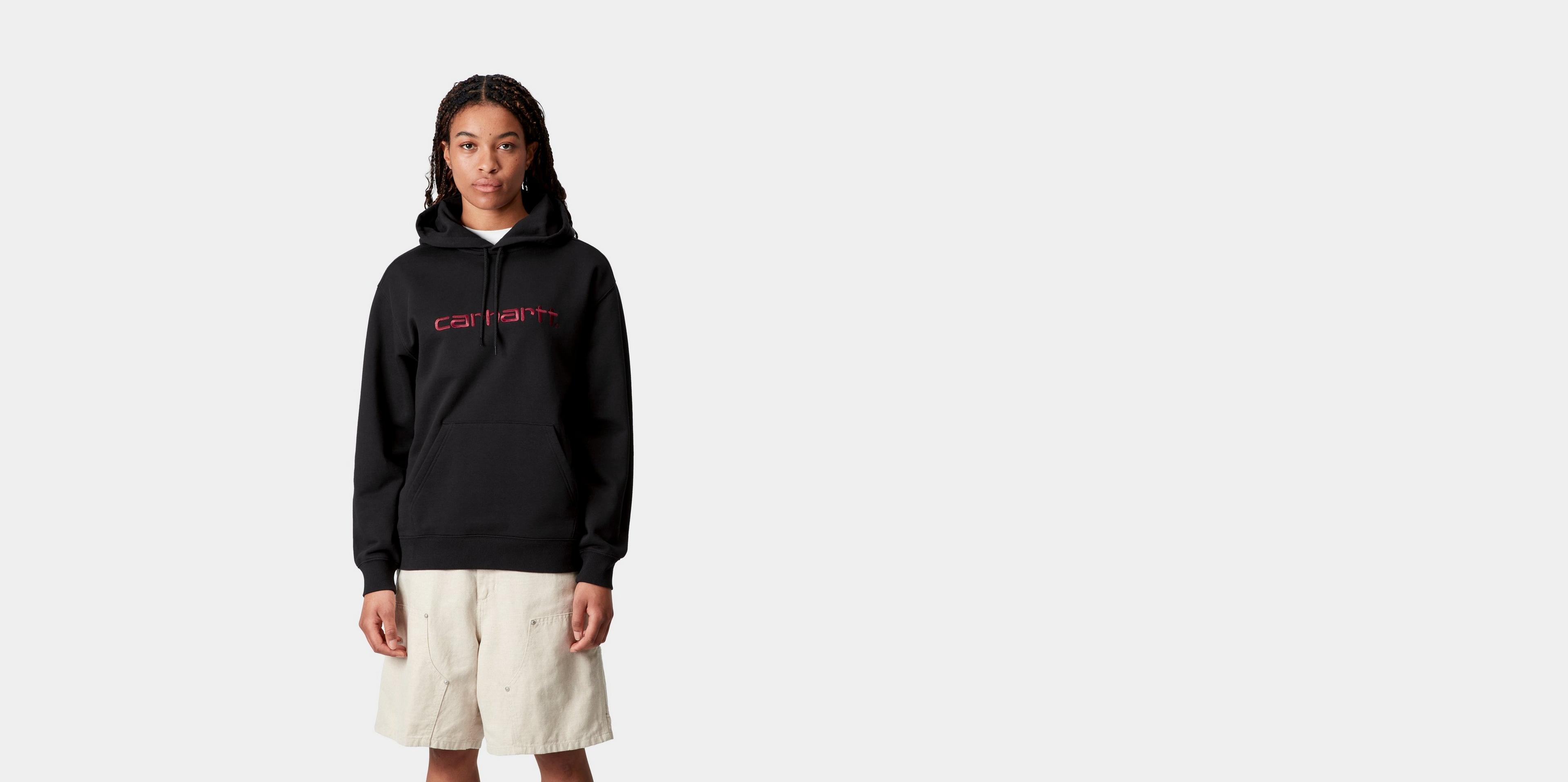 Carhartt WIP W' Hooded Carhartt Sweatshirt, Black / Scarlet