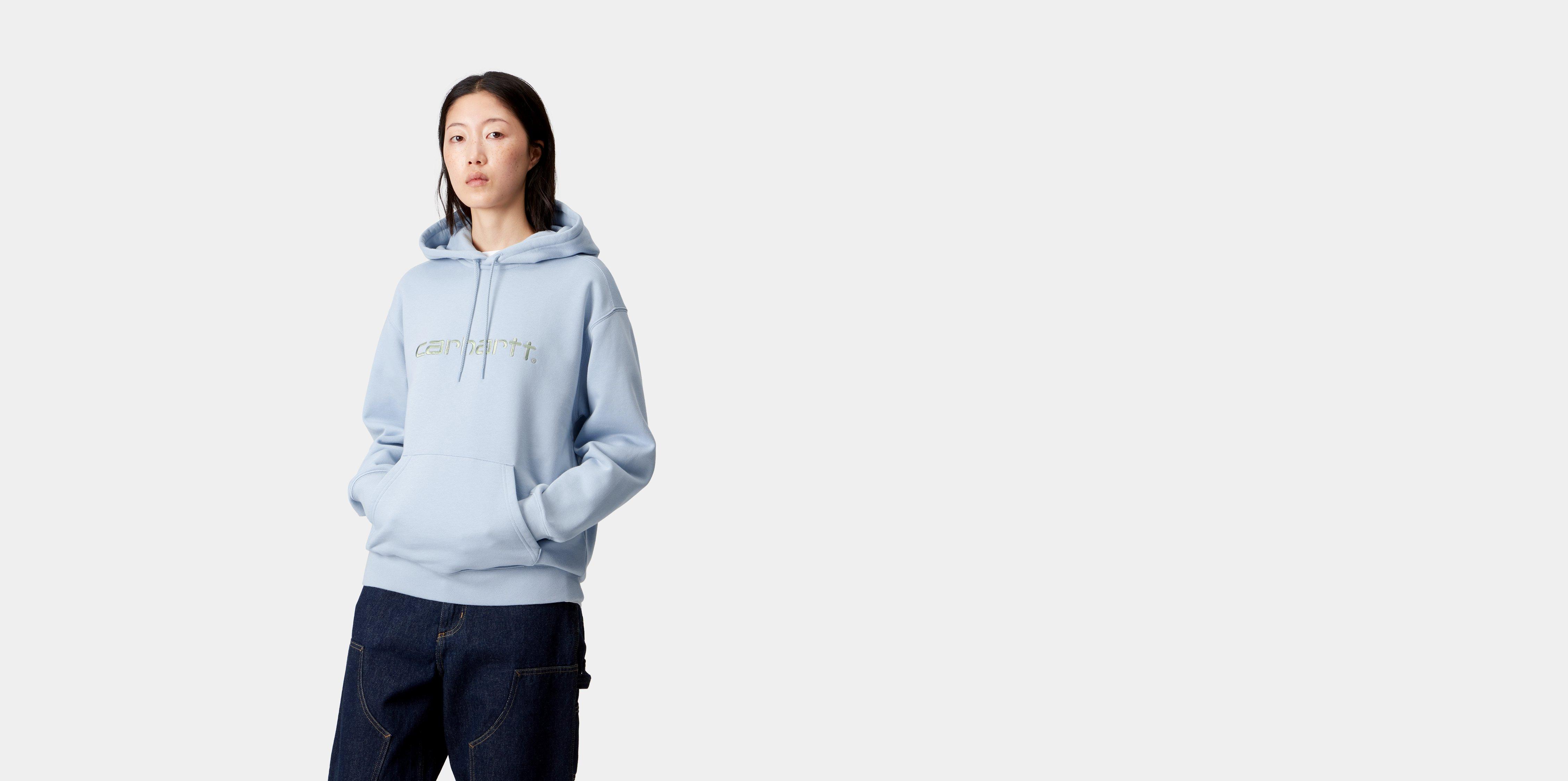 Carhartt WIP W' Hooded Carhartt Sweatshirt Blue Fog / Pale Olive | M | Women