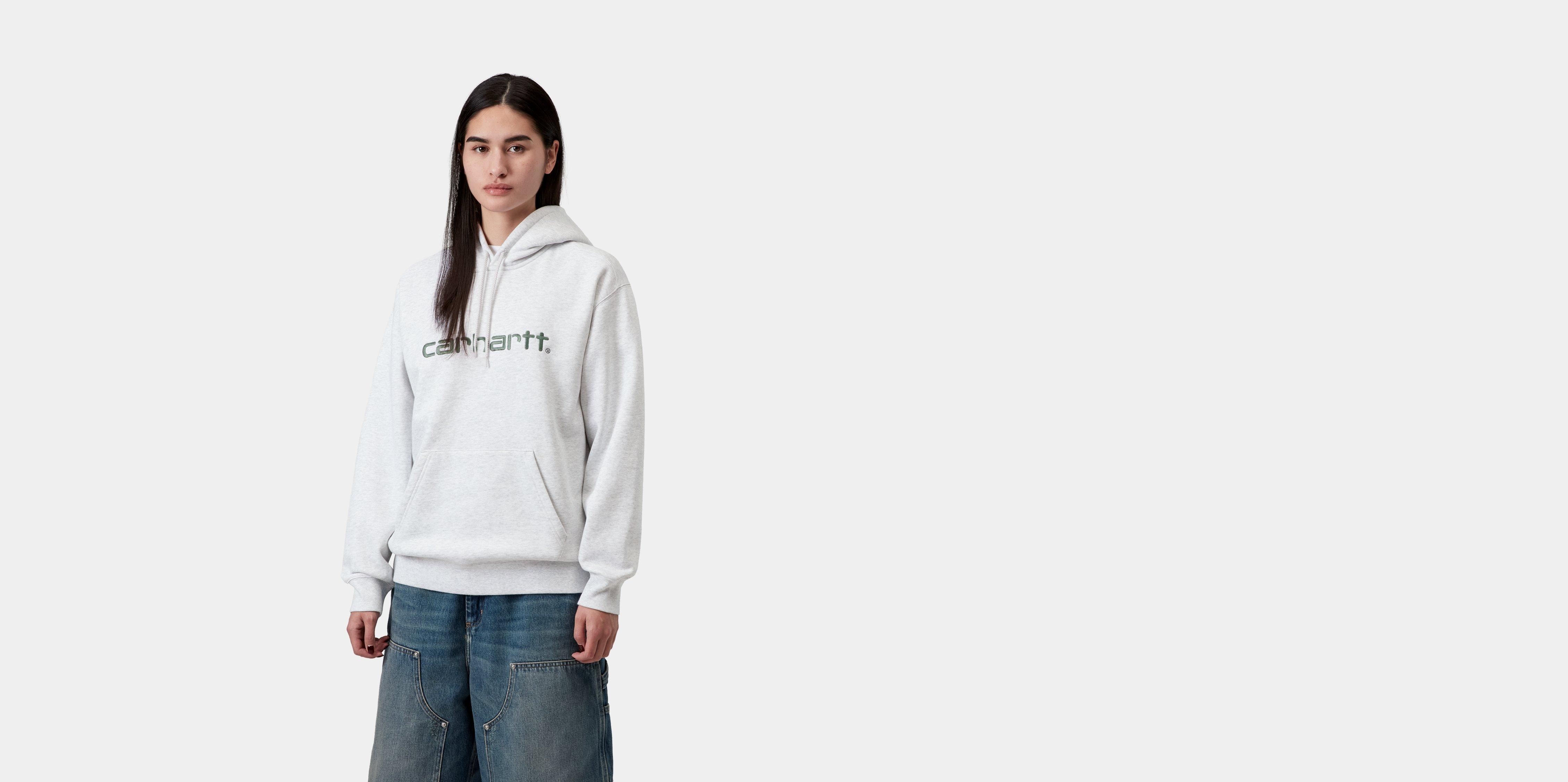 Carhartt WIP W' Hooded Carhartt Sweatshirt Ash Heather / Velvet Green | grey | L | Women