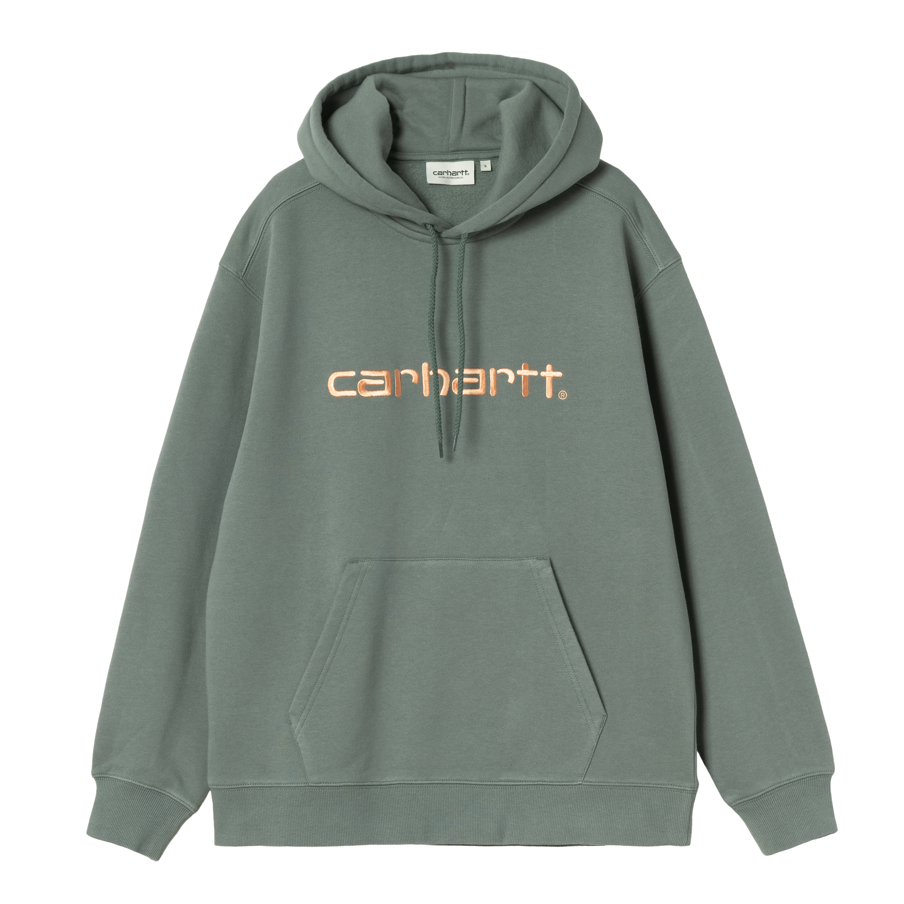 Carhartt WIP W' Hooded Carhartt Sweatshirt Velvet Green / Gentle Orange | S | Women