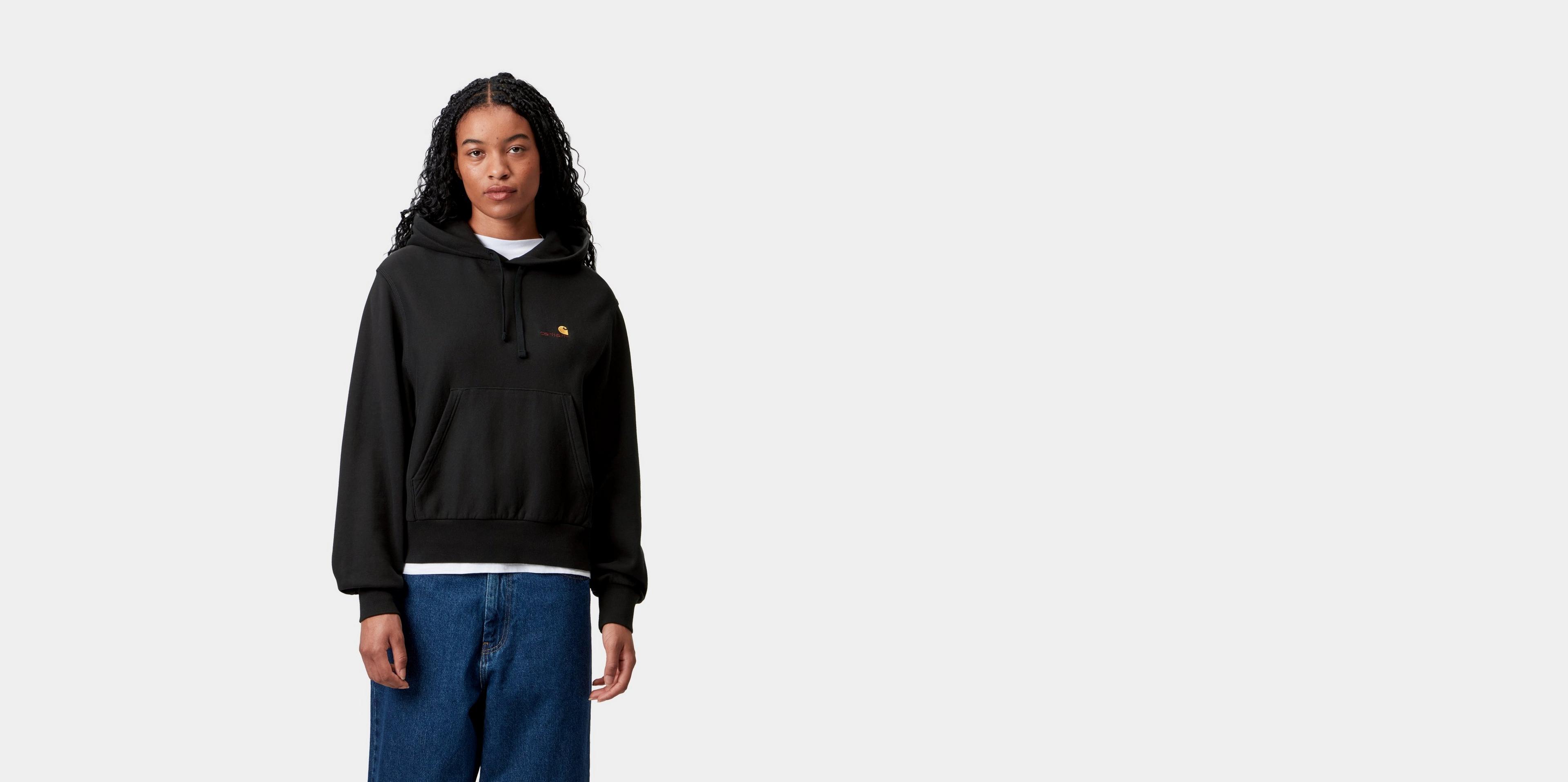 Carhartt WIP W' Hooded American Script Sweatshirt, Black