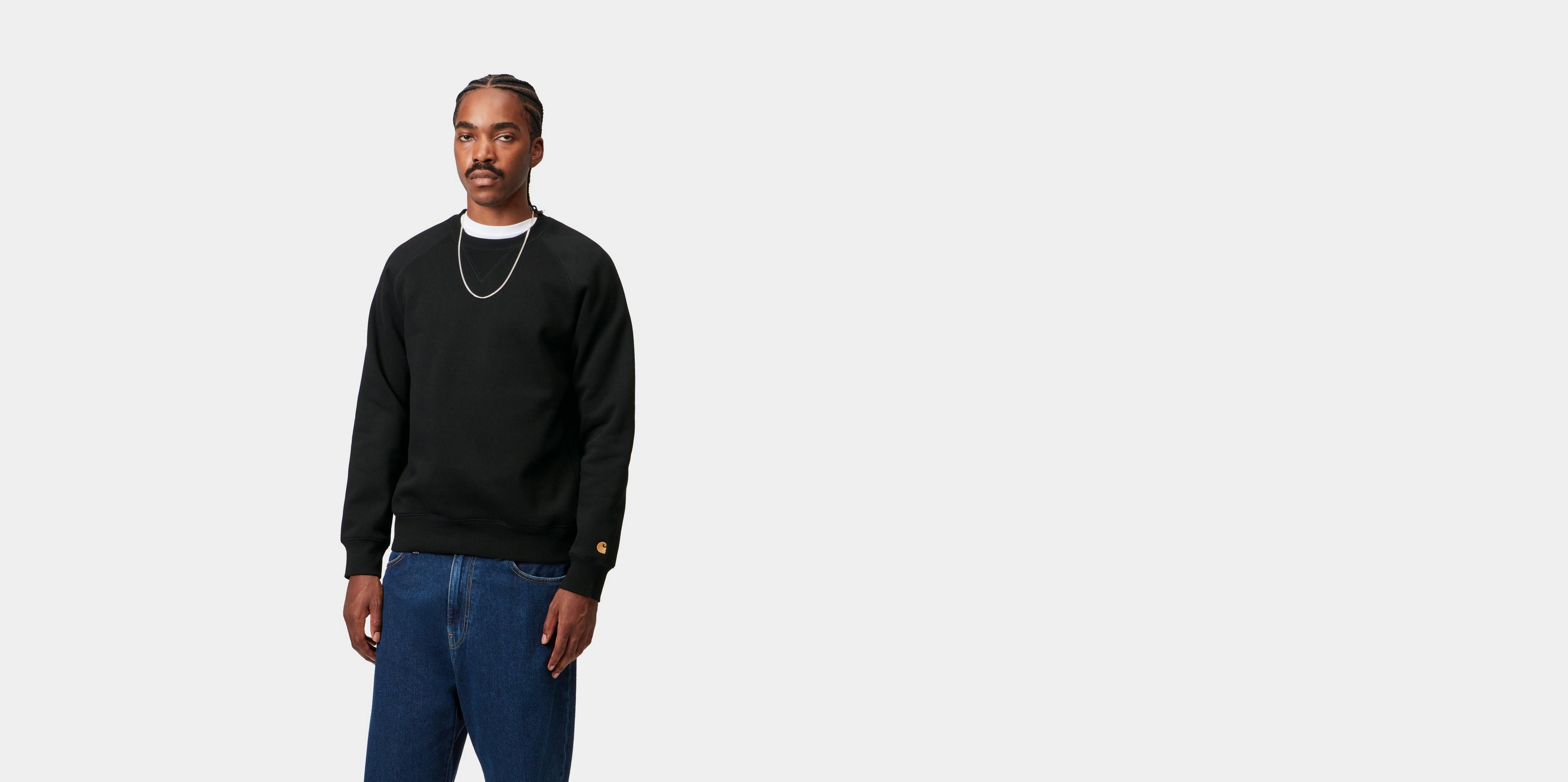スウェット・トレーナー Carhartt Wip Black Chase Sweatshirt In Cotton Blend Carhartt WIP sweatshirt Chase men's black color at PRM US