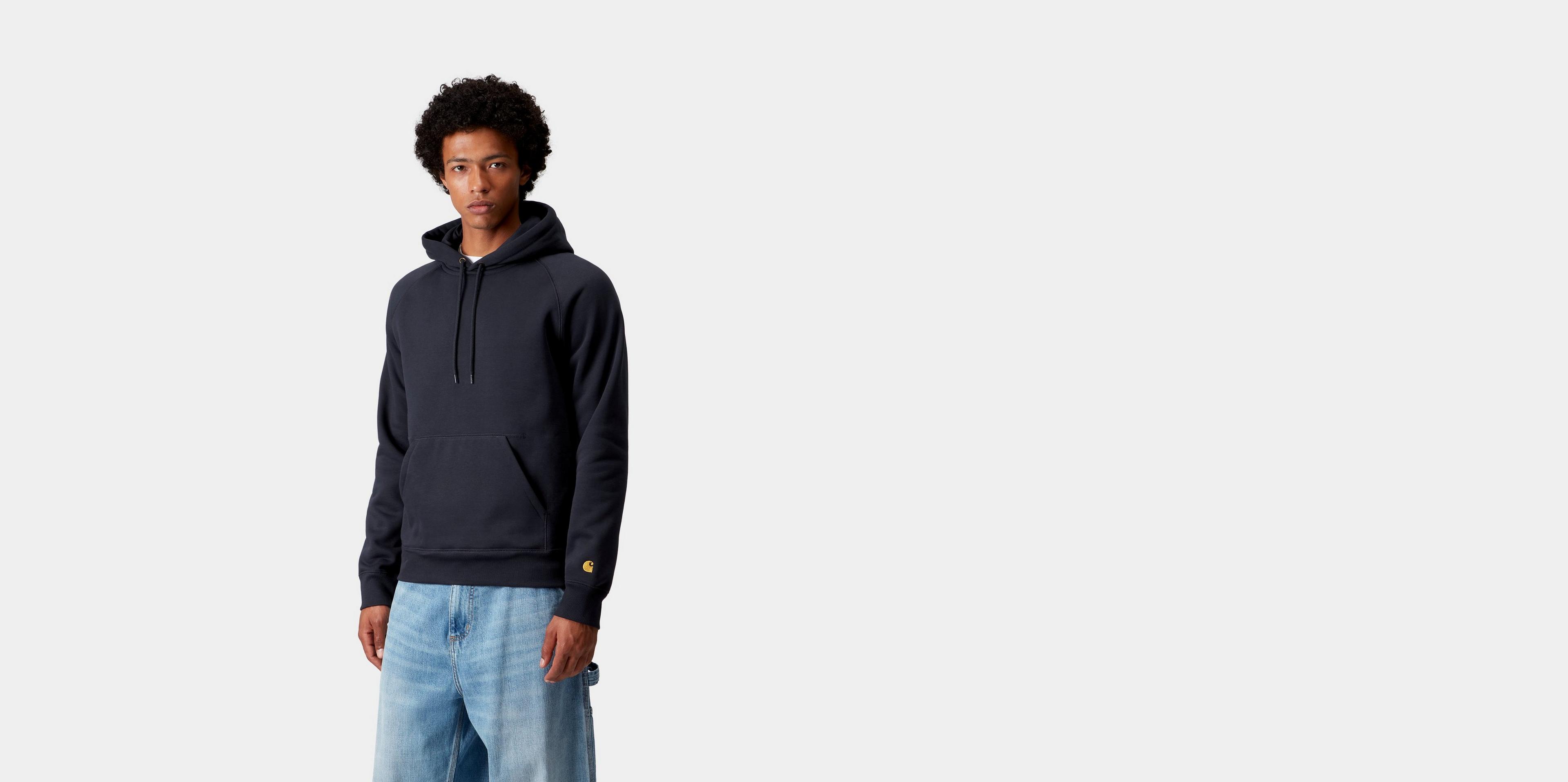 【在庫残りわずか】Carhartt WIP One Point Logo Navy Hoodie Carhartt Midweight Logo Hooded Sweatshirt - New Navy