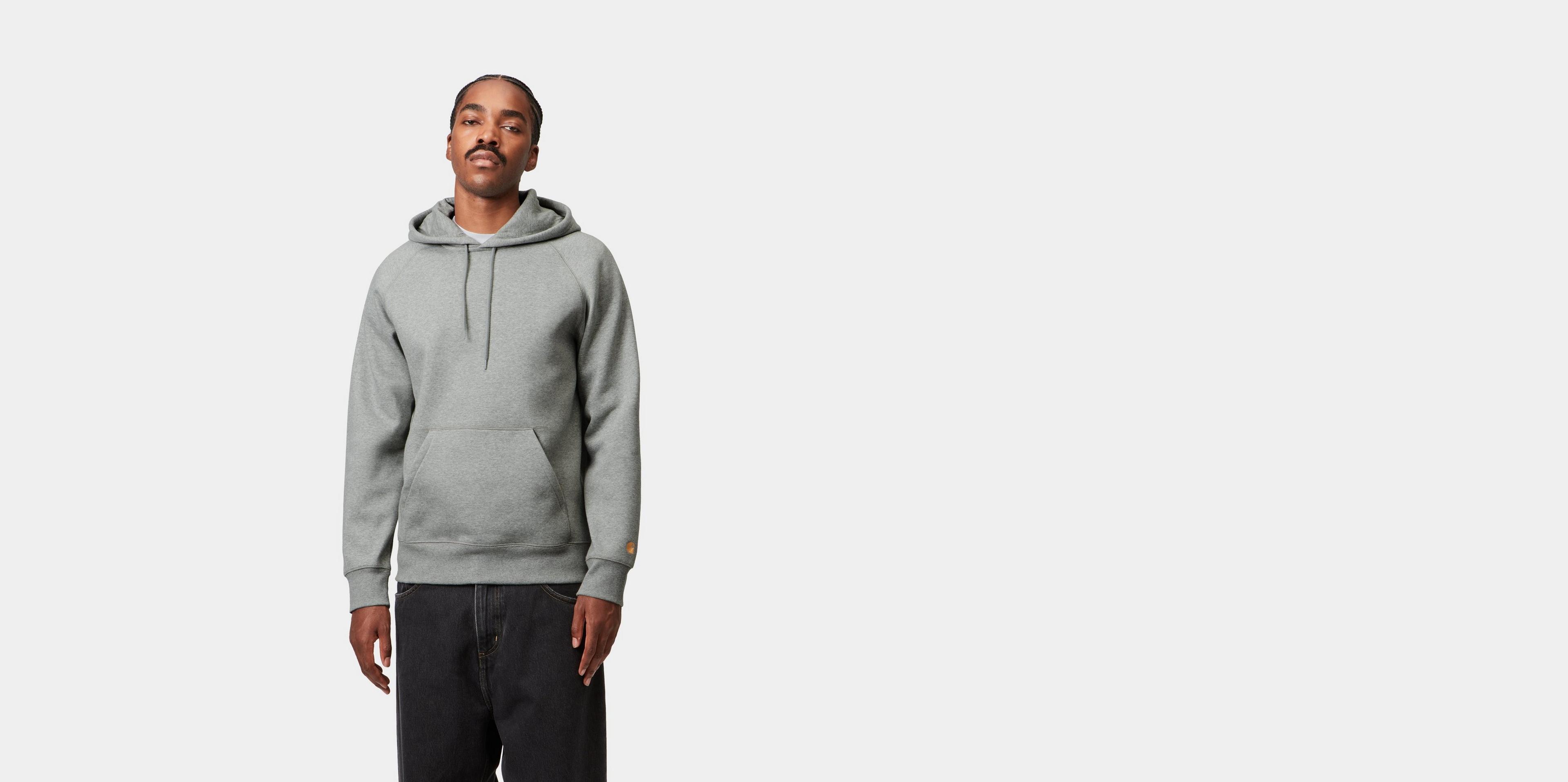 Carhartt WIP Hooded Chase Sweatshirt, Grey Heather / Gold