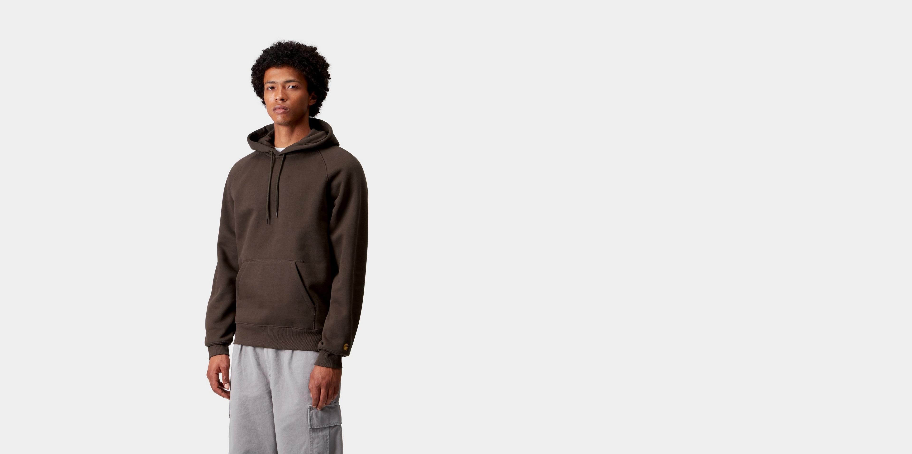 carhartt tobacco sweatshirt Carhartt WIP Hooded Chase Sweatshirt, Tobacco / Gold